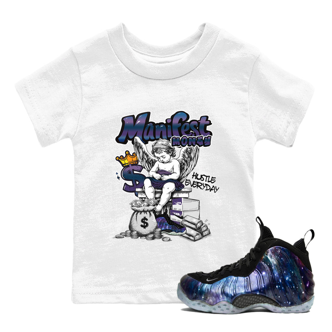 Manifest Money snkmatch Tees Kids - Air Foamposite One Galaxy