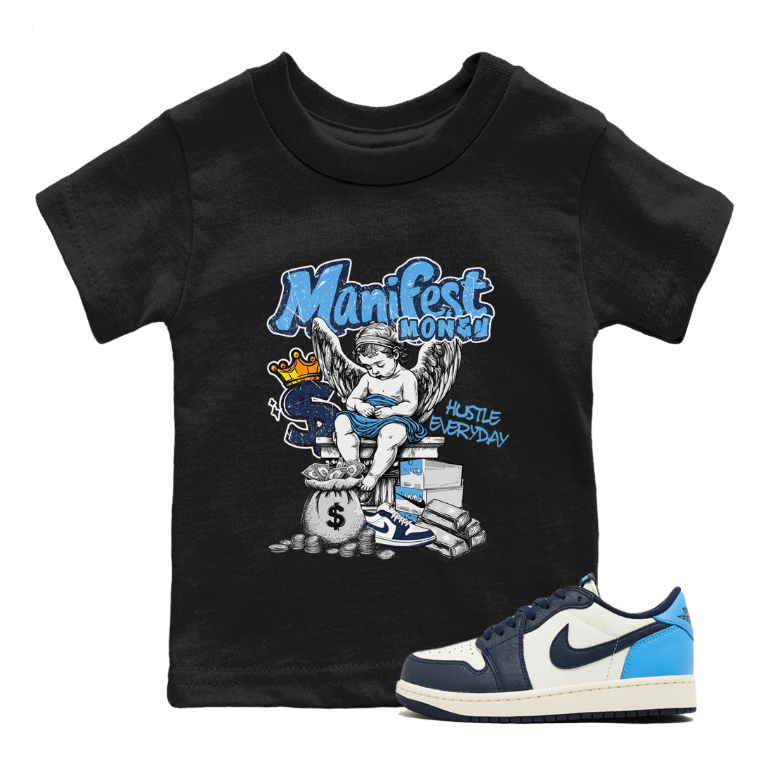 Manifest Money snkmatch Tees Kids - Air Jordan 1 Obsidian