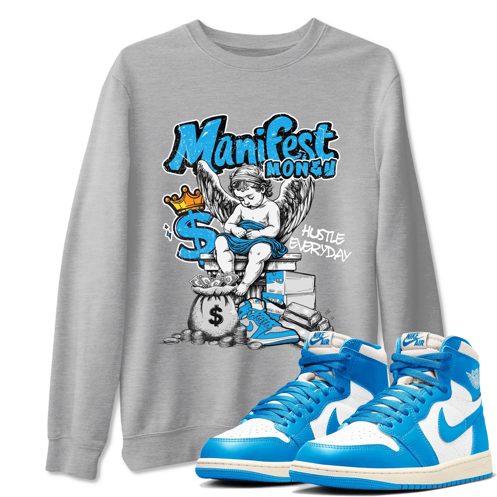 Manifest Money snkmatch Tees - Air Jordan 1 UNC Reimagined