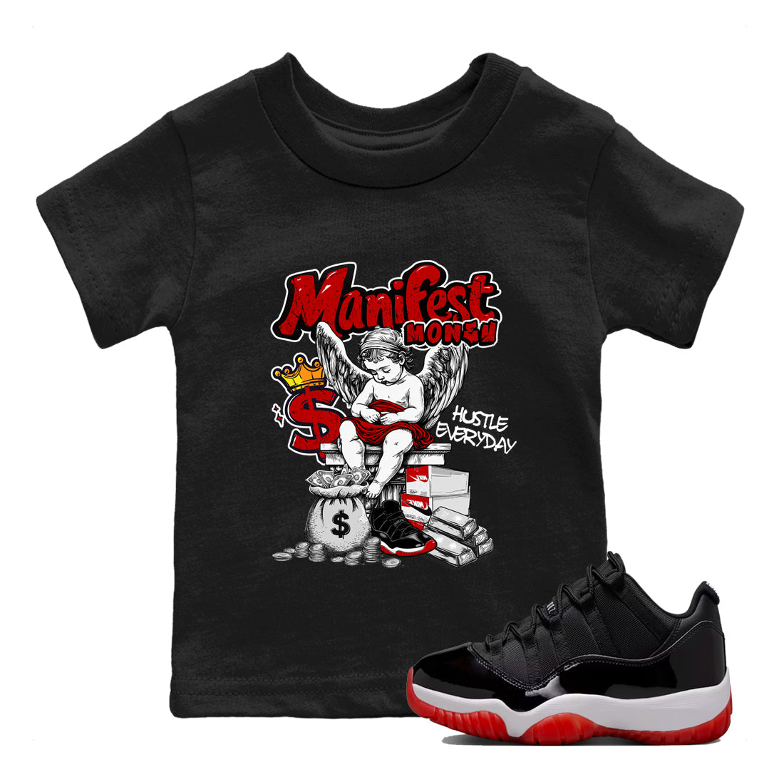 Manifest Money snkmatch Tees Kids - Air Jordan 11 Bred