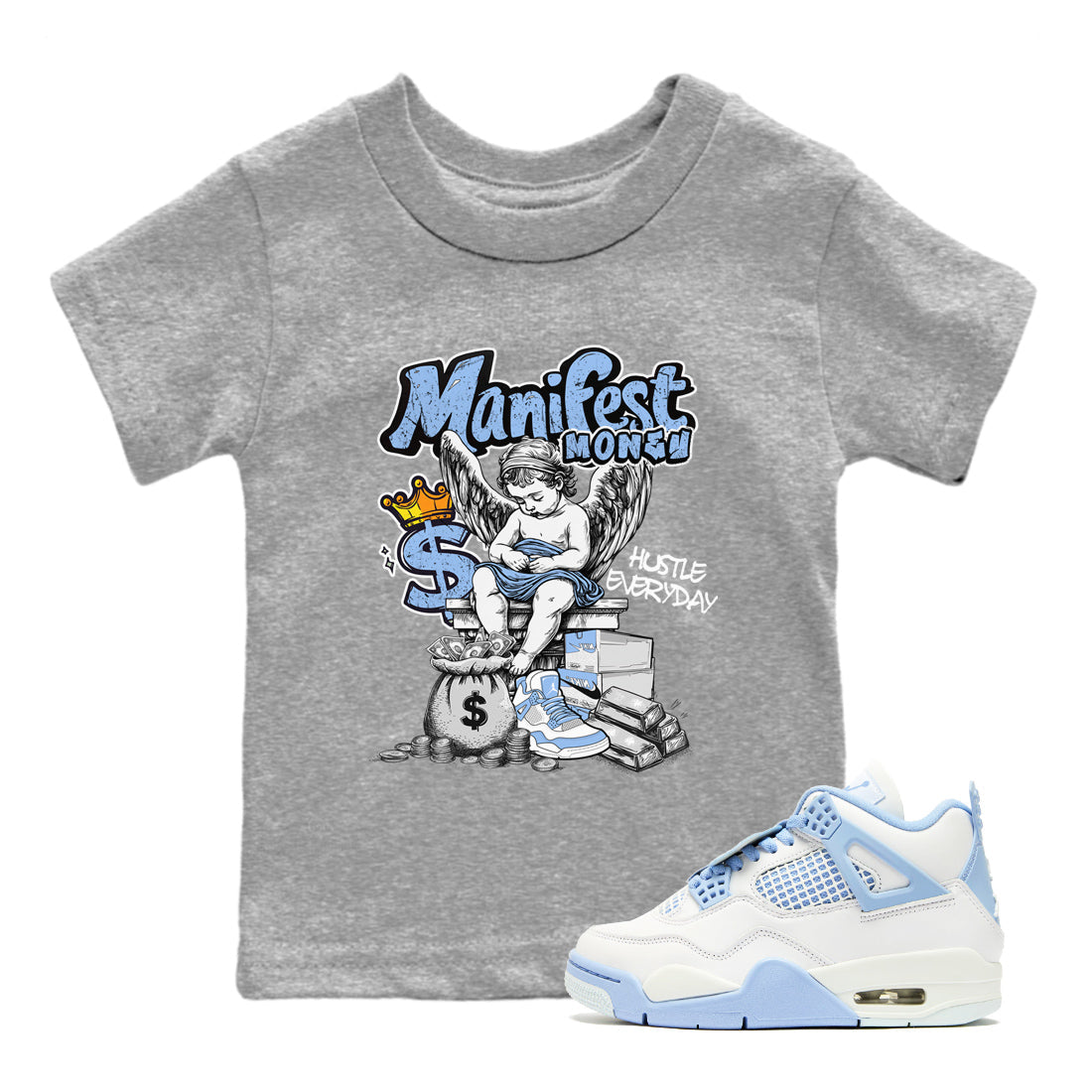 Manifest Money snkmatch Tees Kids - Air Jordan 4 Aluminum