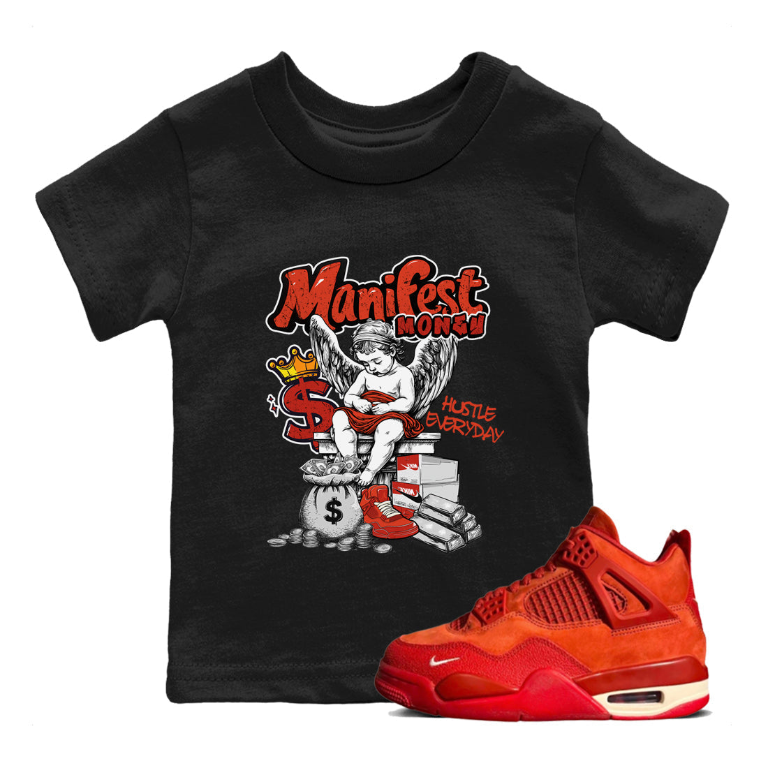Manifest Money snkmatch Tees Kids - Air Jordan 4 Brick By Brick