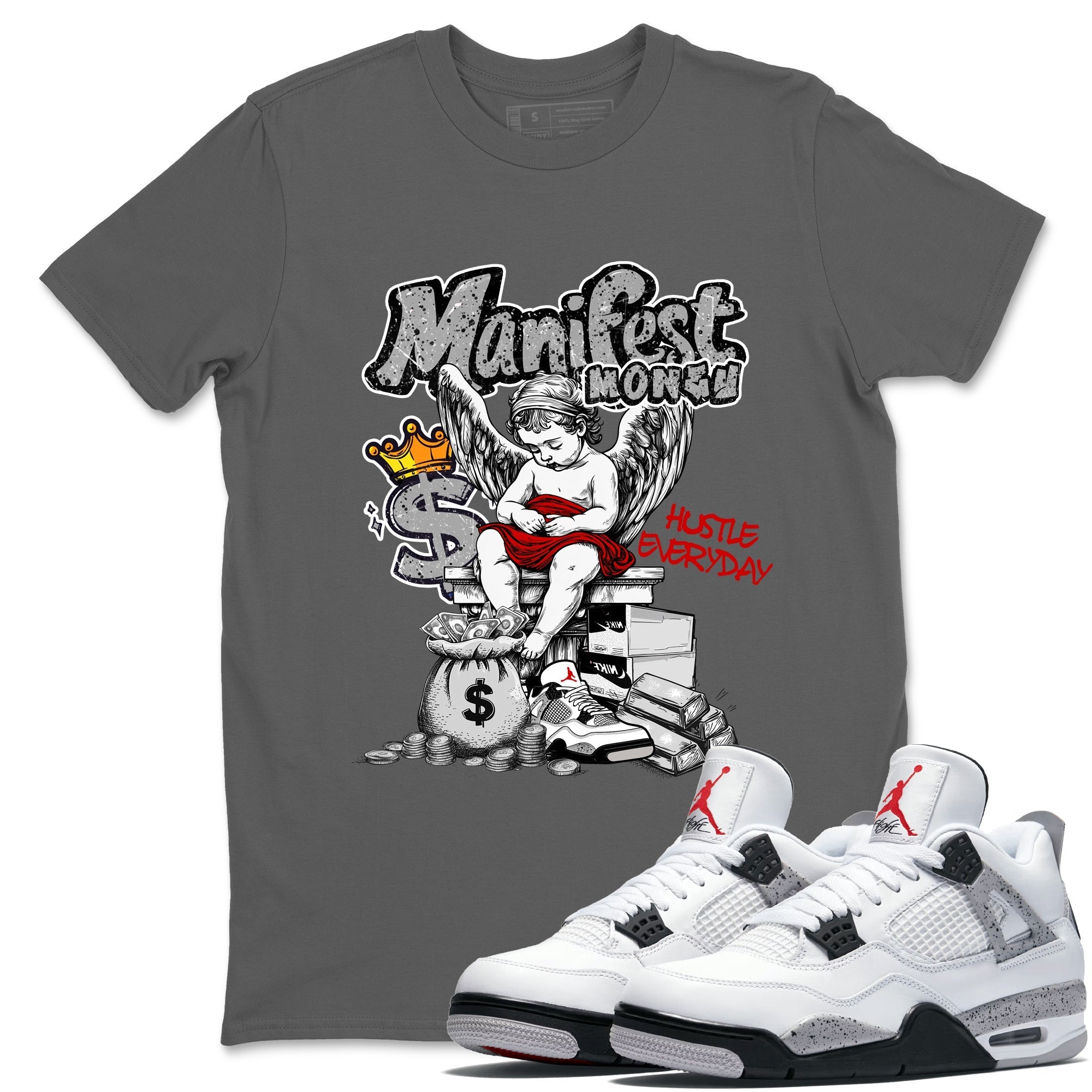 Manifest Money snkmatch Tees - Air Jordan 4 White Cement