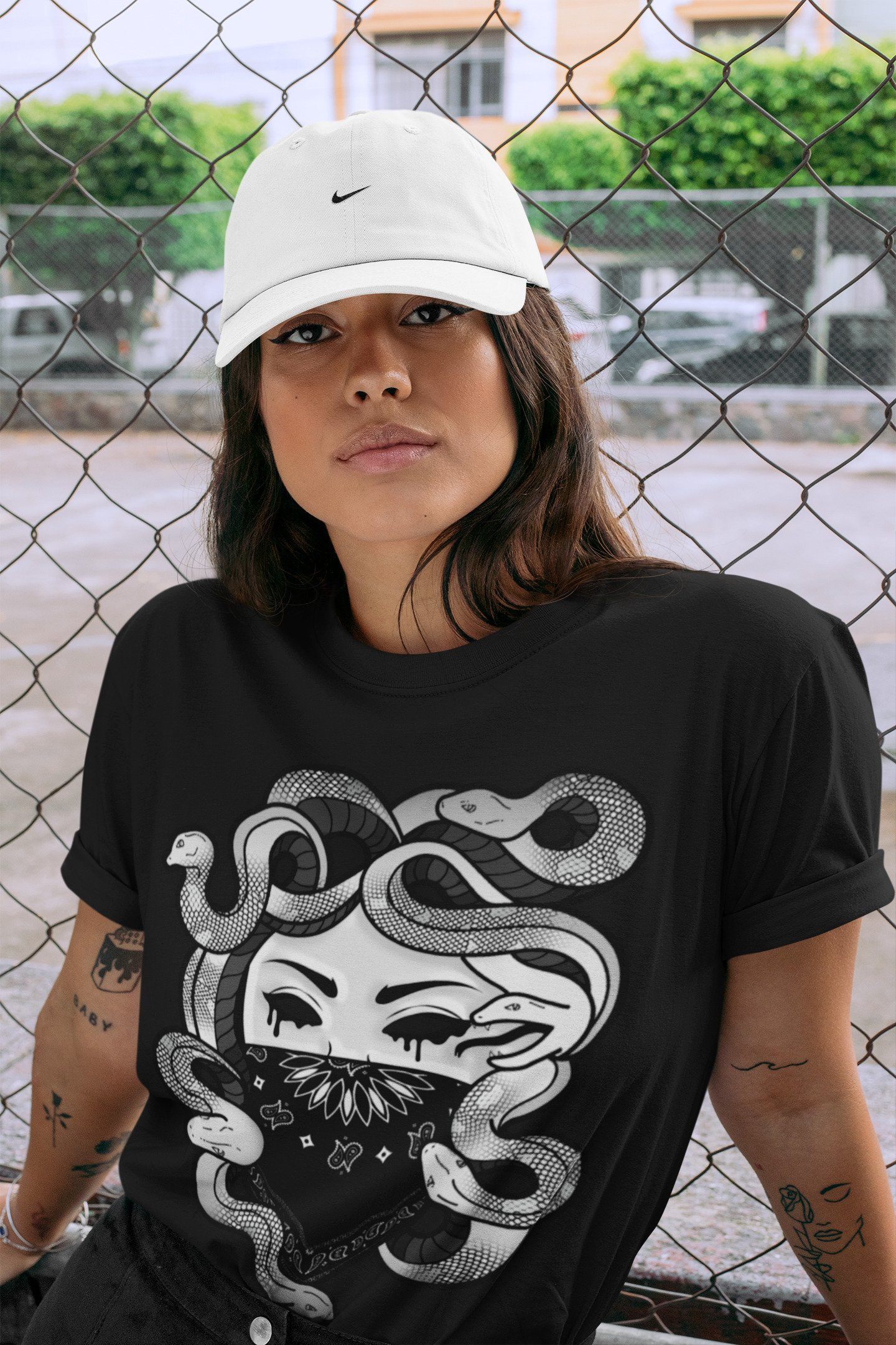 Medusa Unisex Tops - Air Jordan 1 Silver Toe