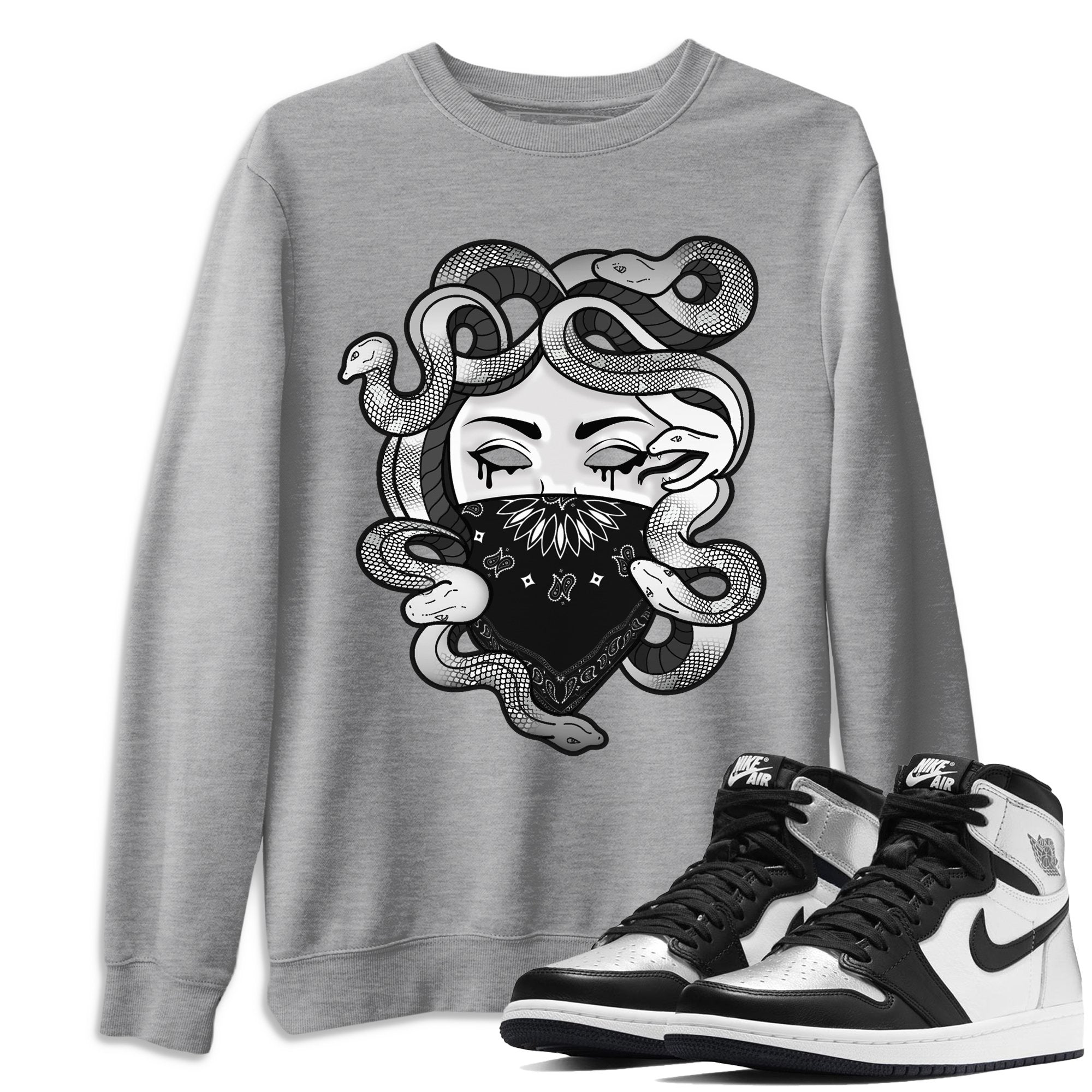 Medusa Unisex Tops - Air Jordan 1 Silver Toe