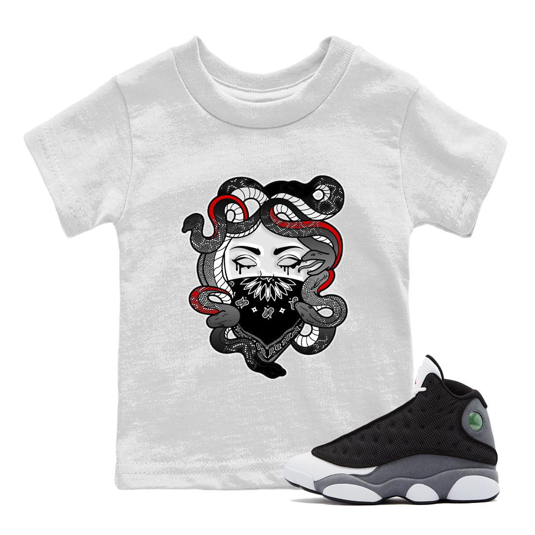Medusa Kids Tops - Air Jordan 13 Black Flint