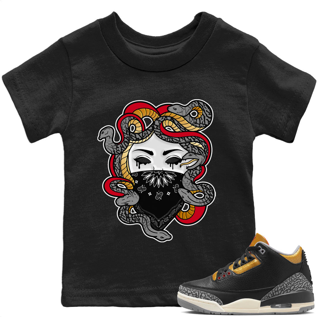 Medusa Kids Tops - Air Jordan 3 Black Gold