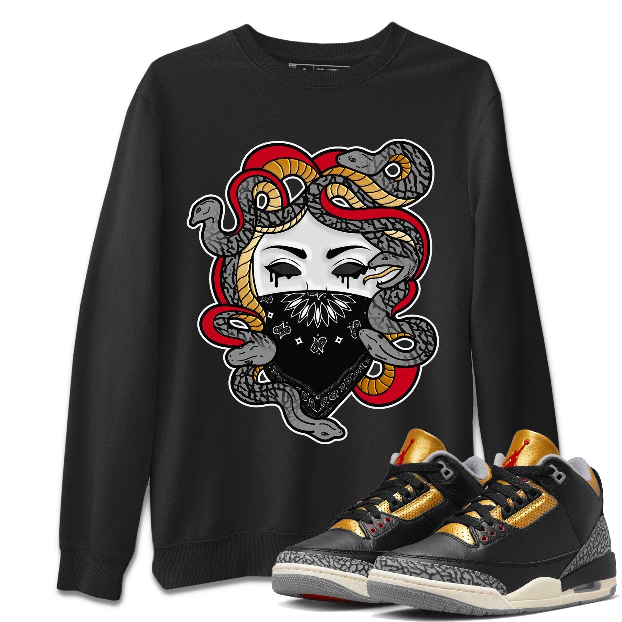 Medusa Unisex Tops - Air Jordan 3 Black Gold
