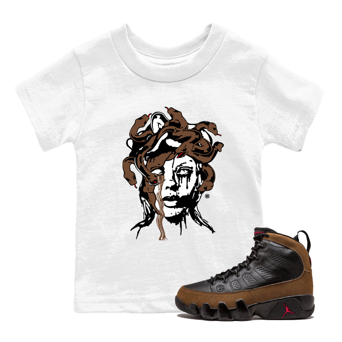 Medusa Statue snkmatch Tees Kids - Air Jordan 9 Olive