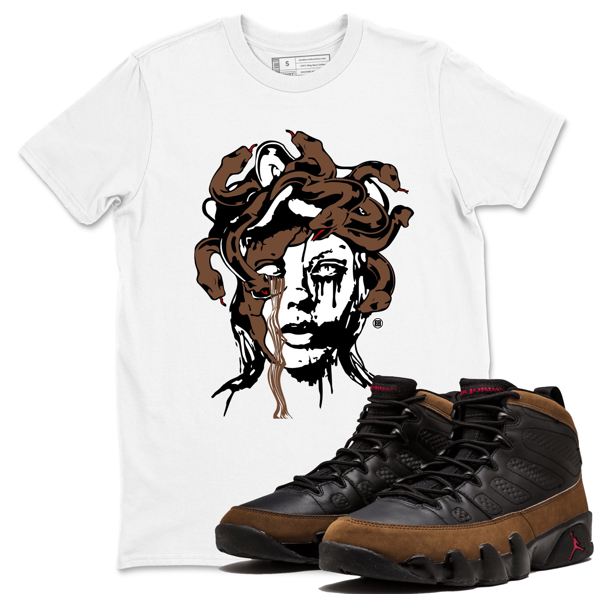 Medusa Statue snkmatch Tees - Air Jordan 9 Olive