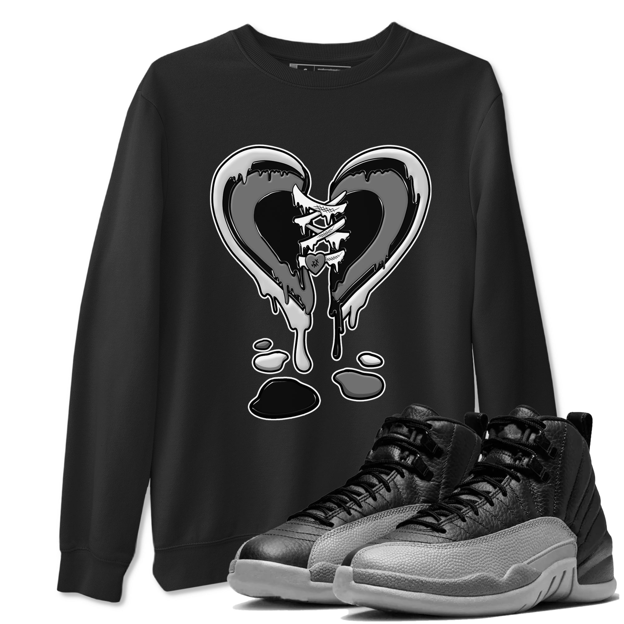 Melting Heart snkmatch Tees - Air Jordan 12 Black Wolf Grey