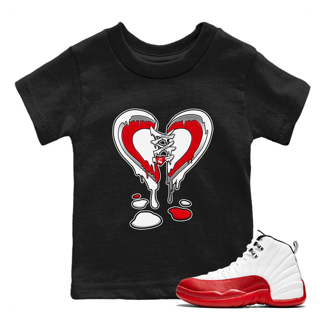 Melting Heart Kids Tops - Air Jordan 12 Cherry