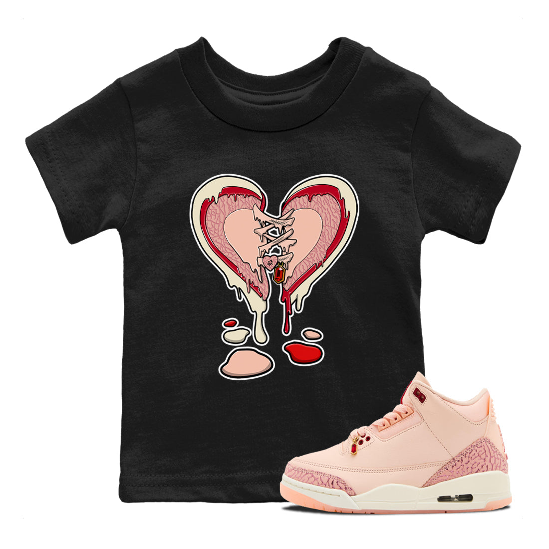 Melting Heart snkmatch Tees Kids - Air Jordan 3 Valentines Day