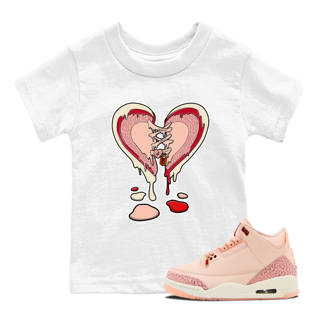 Melting Heart snkmatch Tees Kids - Air Jordan 3 Valentines Day