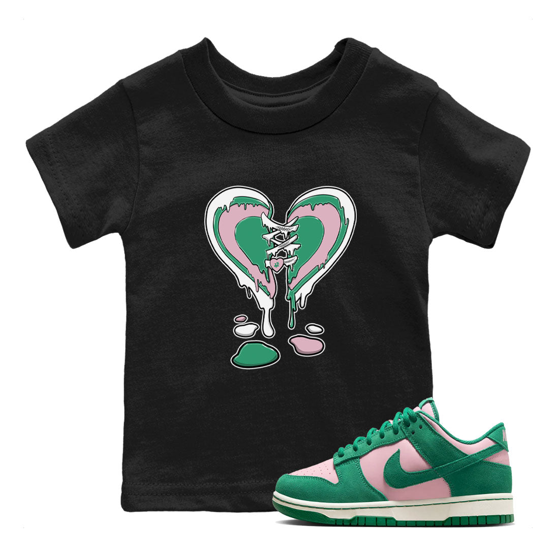 Melting Heart snkmatch Tees Kids - Dunk Medium Soft Pink Malachite
