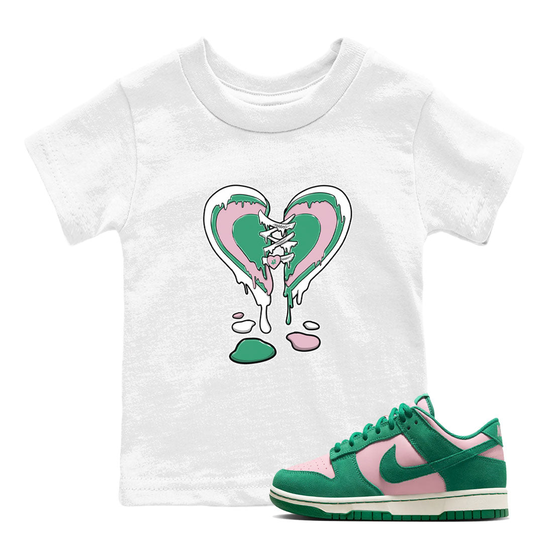 Melting Heart snkmatch Tees Kids - Dunk Medium Soft Pink Malachite