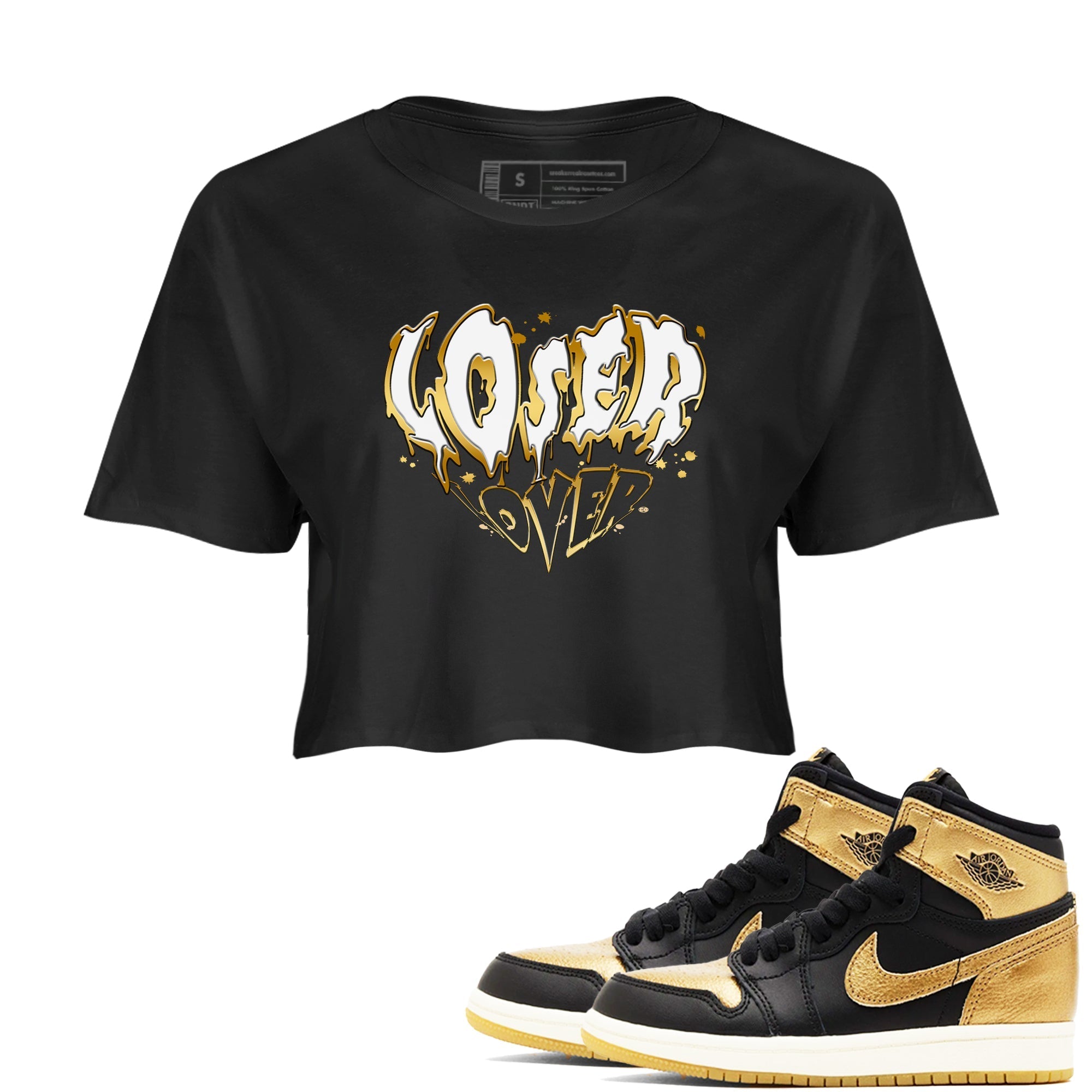 Melting Loser Lover snkmatch Women's Top - Air Jordan 1 Black Metallic Gold