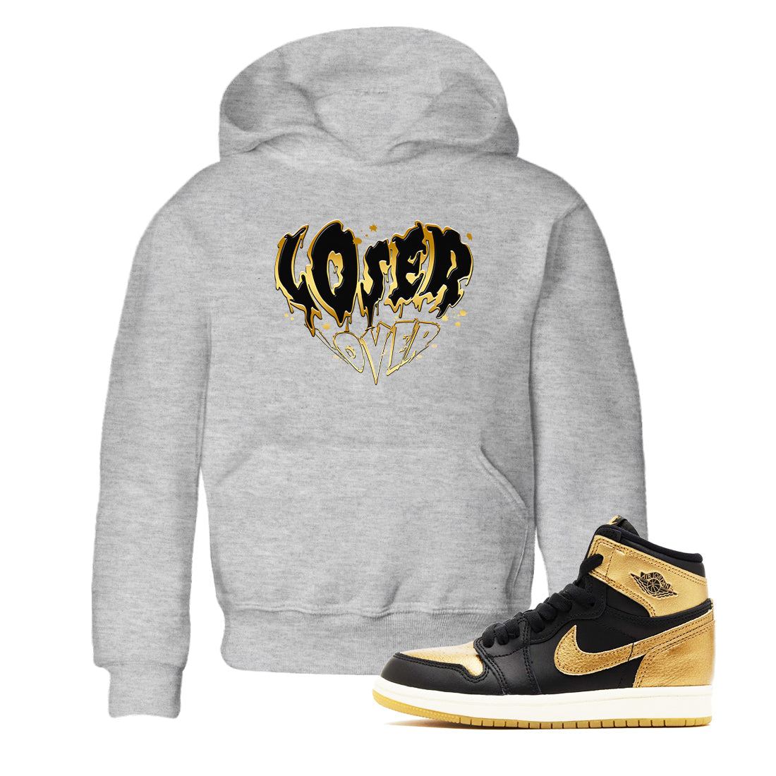 Melting Loser Lover snkmatch Tees Kids - Air Jordan 1 Black Metallic Gold