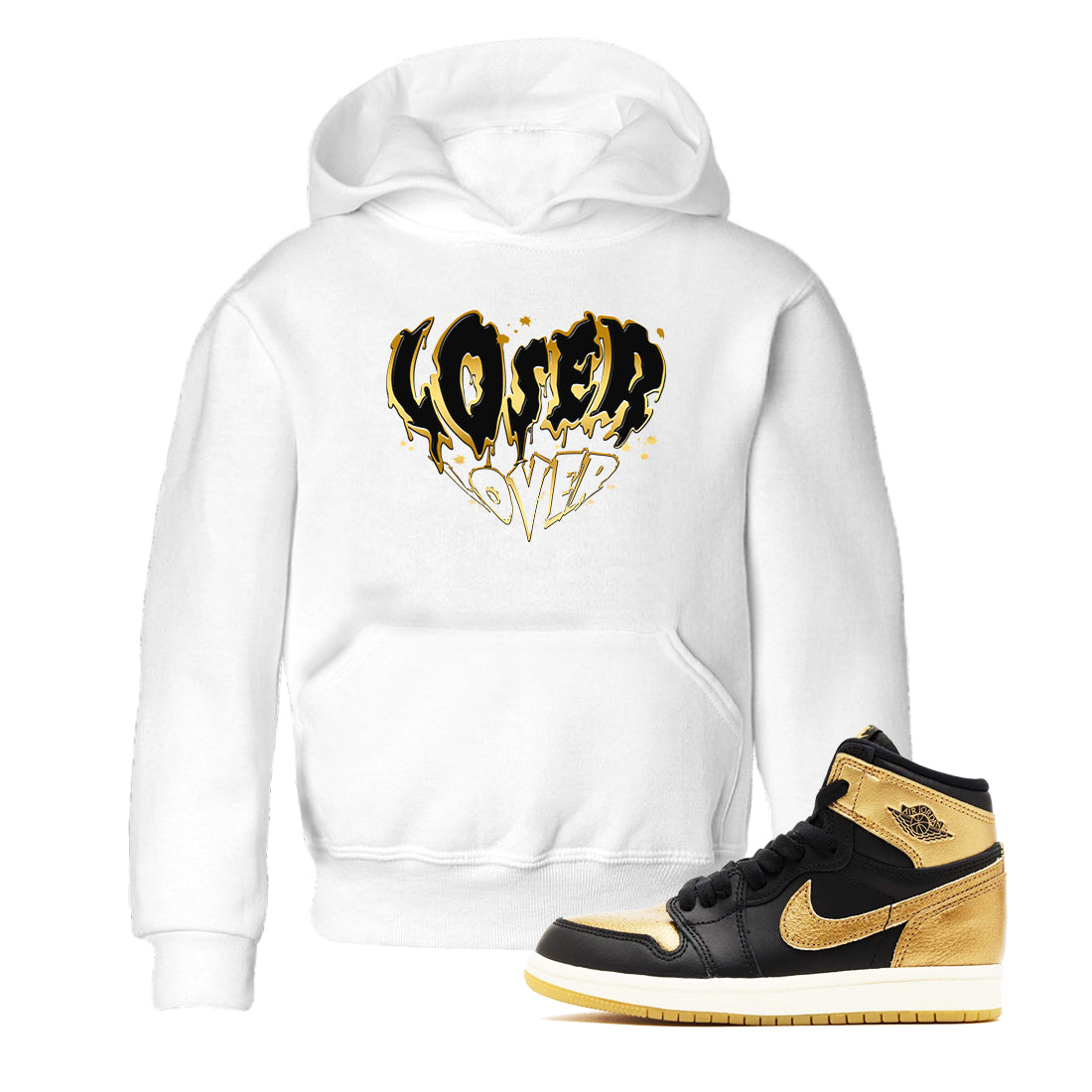 Melting Loser Lover snkmatch Tees Kids - Air Jordan 1 Black Metallic Gold