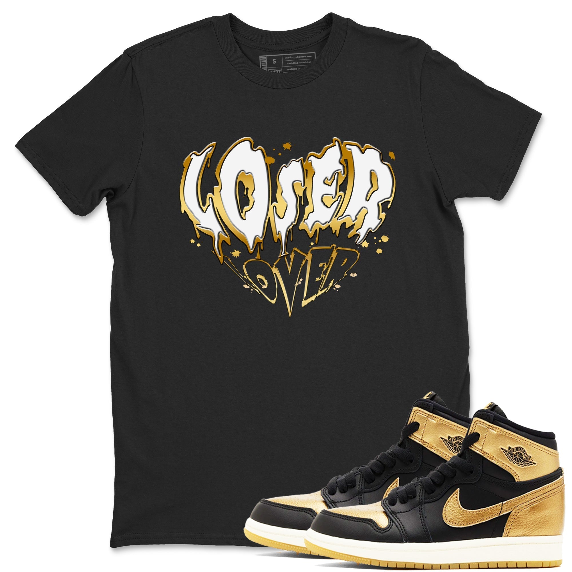 Melting Loser Lover snkmatch Tees - Air Jordan 1 Black Metallic Gold