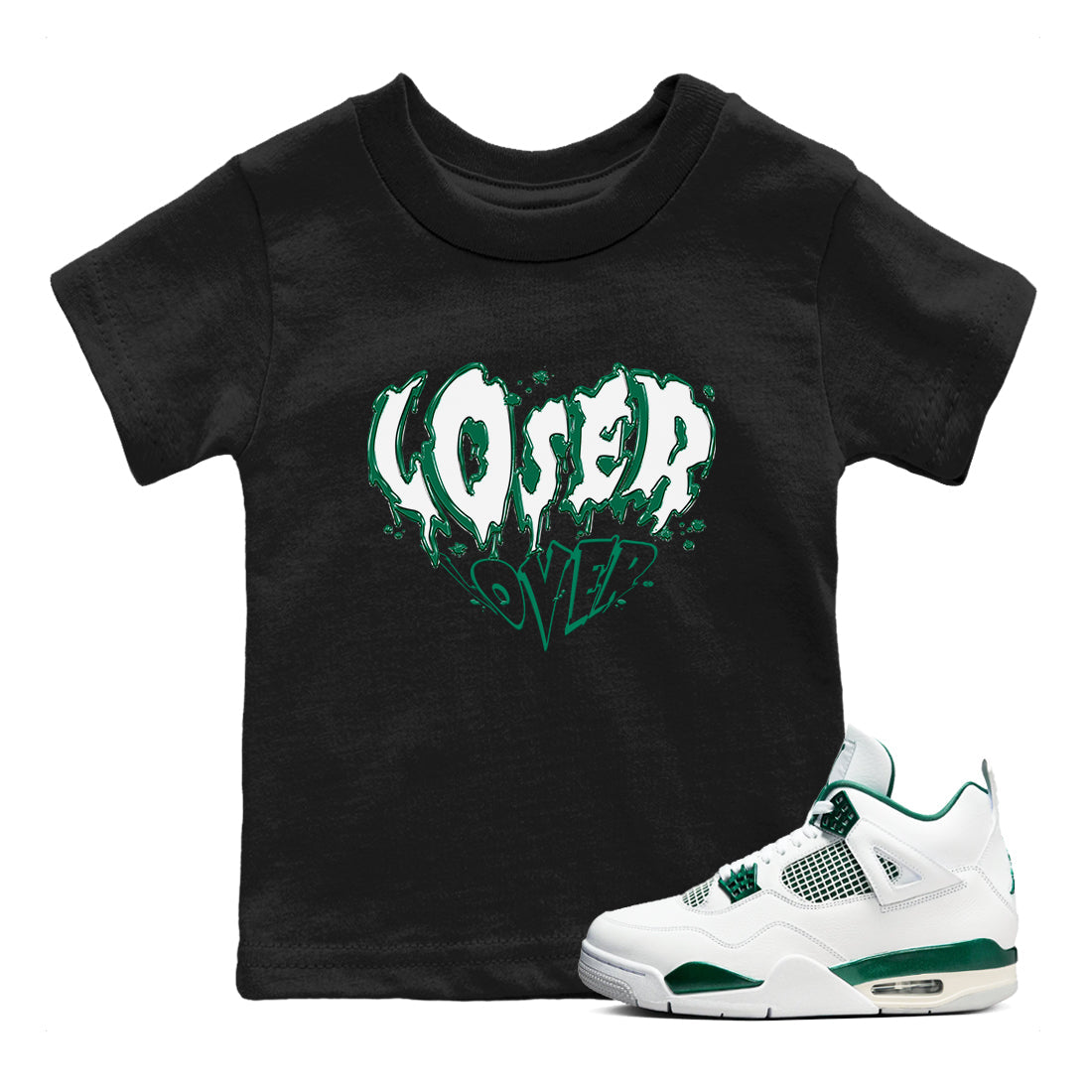 Melting Loser Lover snkmatch Tees Kids - Air Jordan 4 Oxidized Green