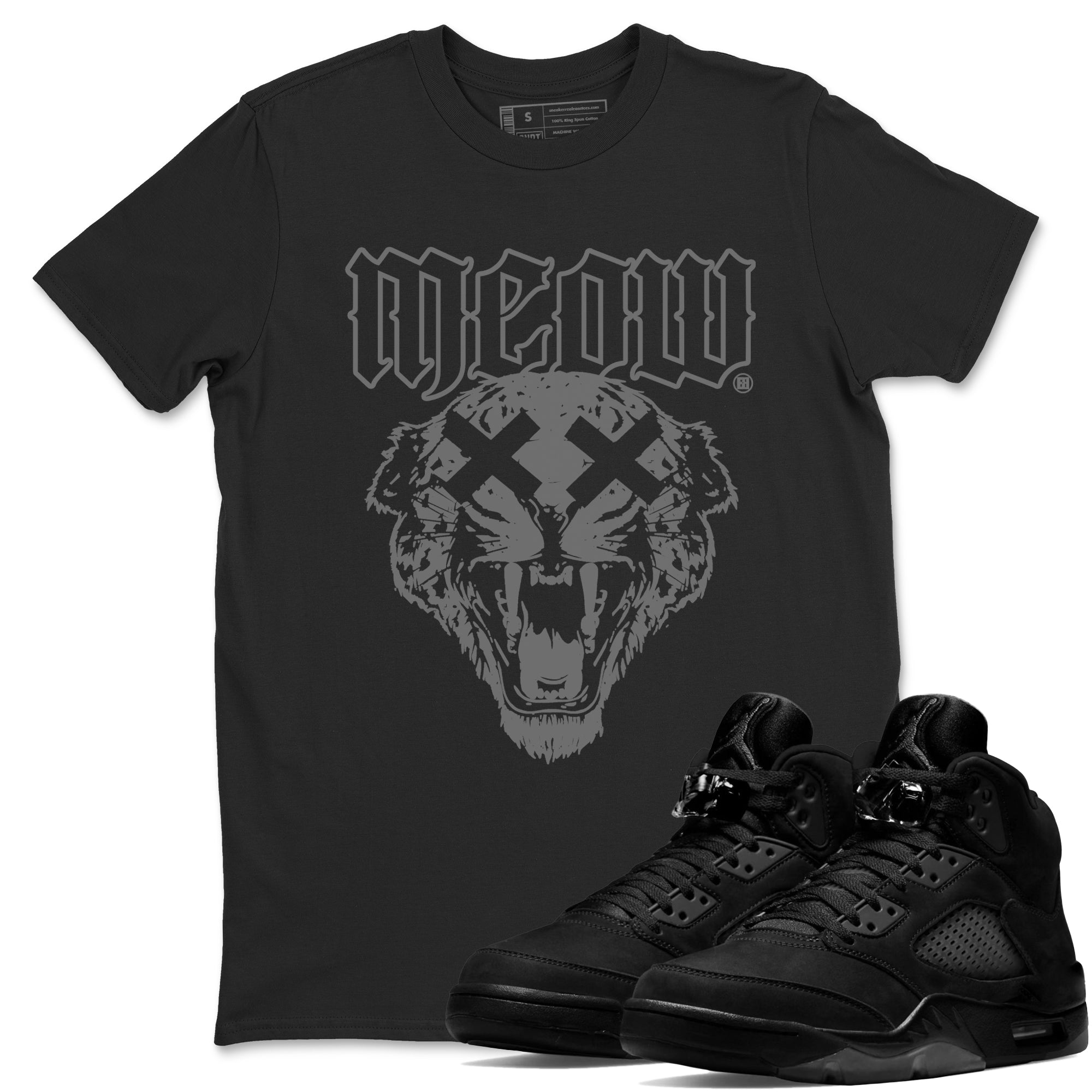 Meow snkmatch Tees - Air Jordan 5 Black Cat