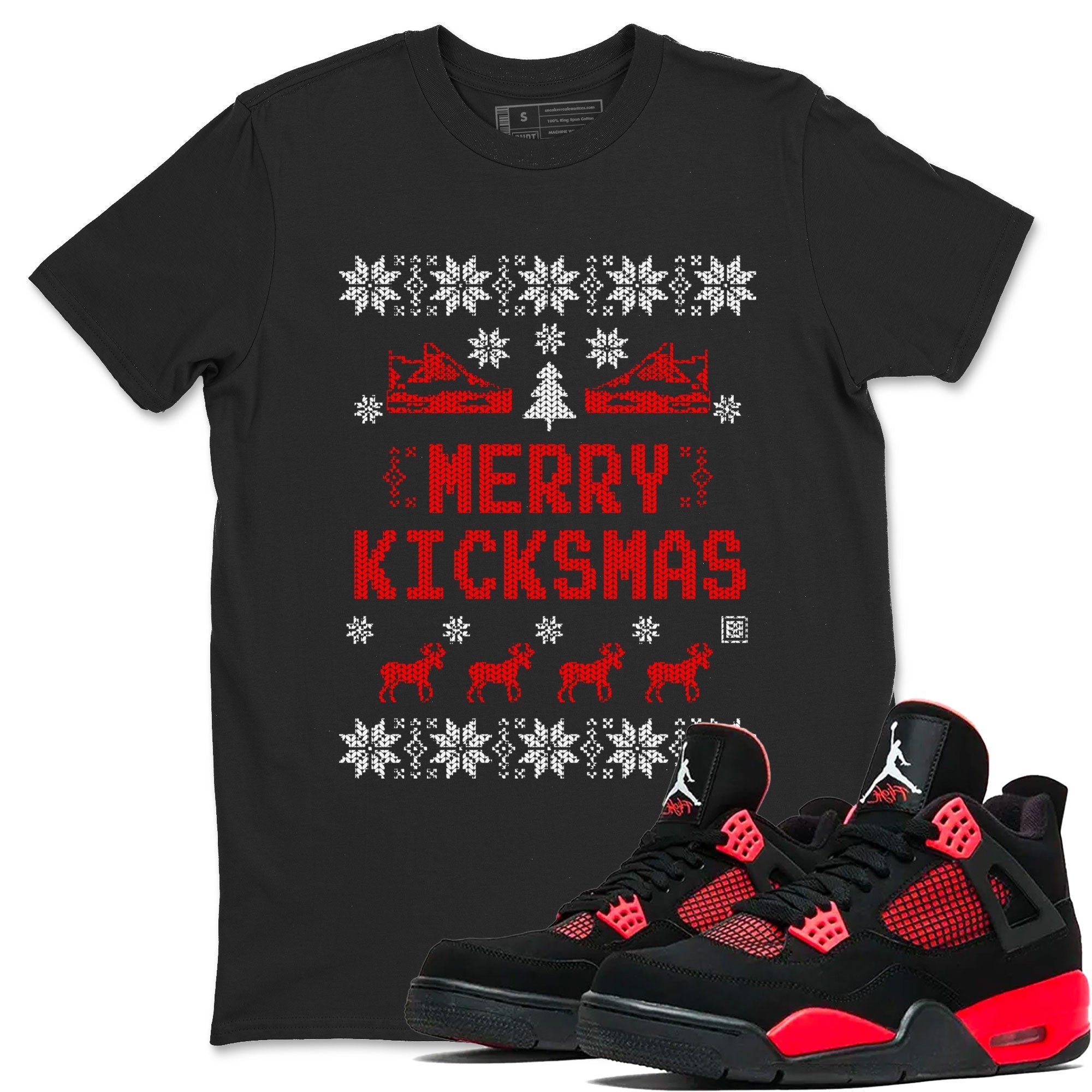 Merry Kicksmas snkmatch Tees - Air Jordan 4 Red Thunder