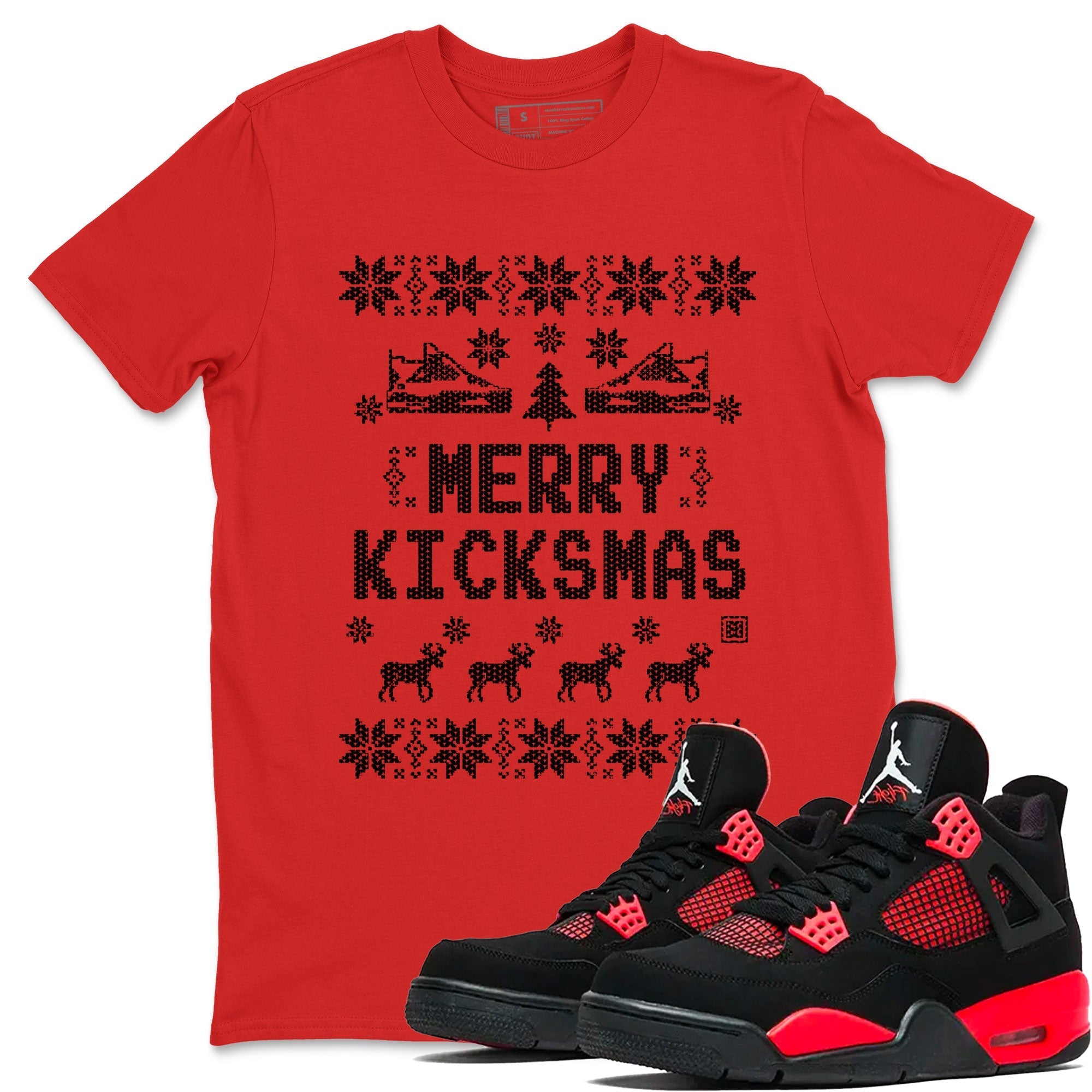 Merry Kicksmas snkmatch Tees - Air Jordan 4 Red Thunder