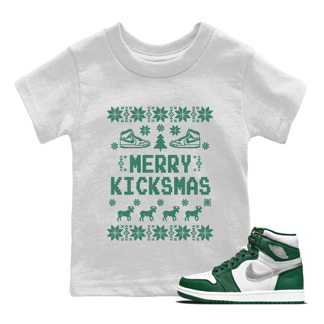 Merry Kicksmas Kids Tops - Air Jordan 1 Gorge Green