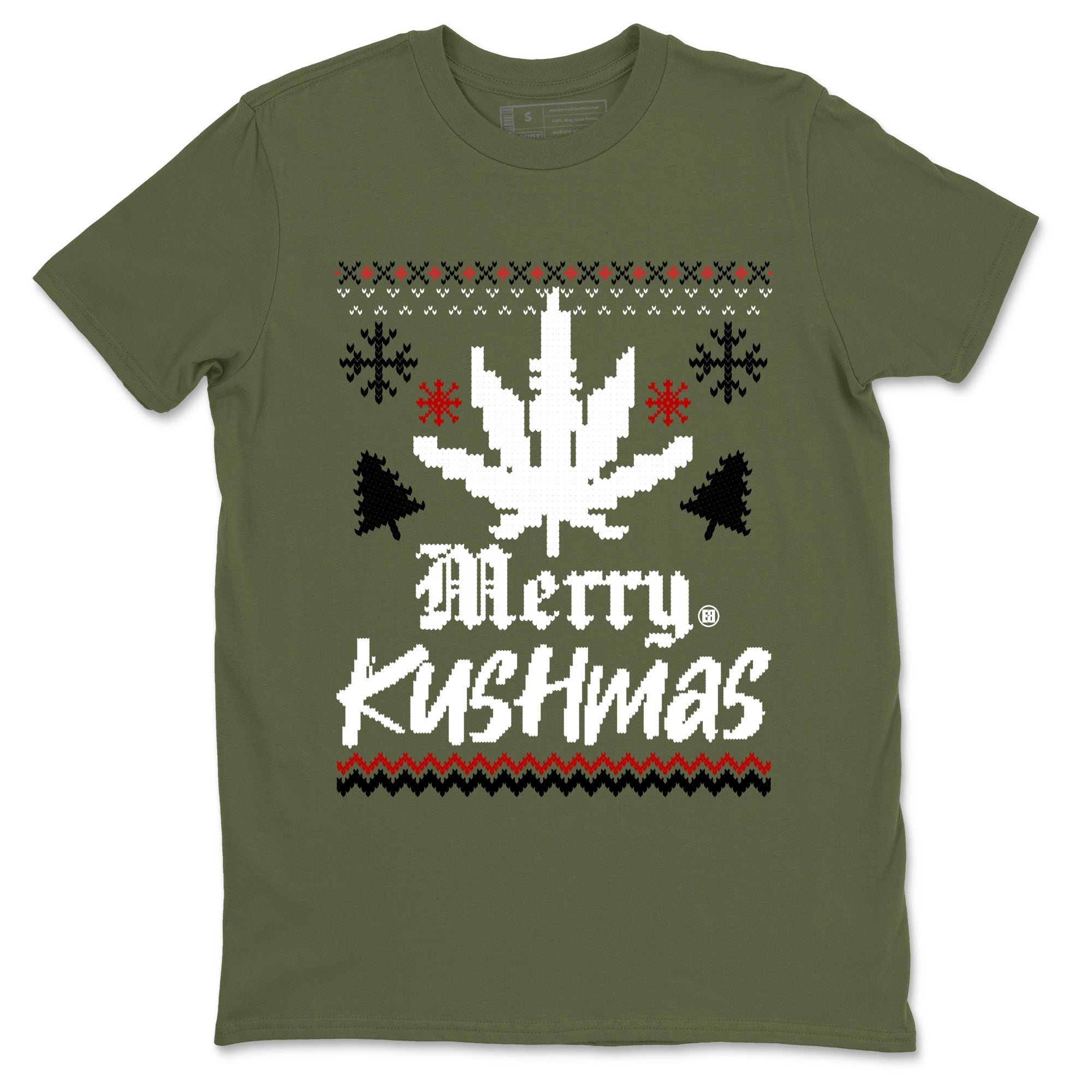 Merry Kushmas snkmatch Tees - Air Jordan 1 Travis Scott Medium Olive