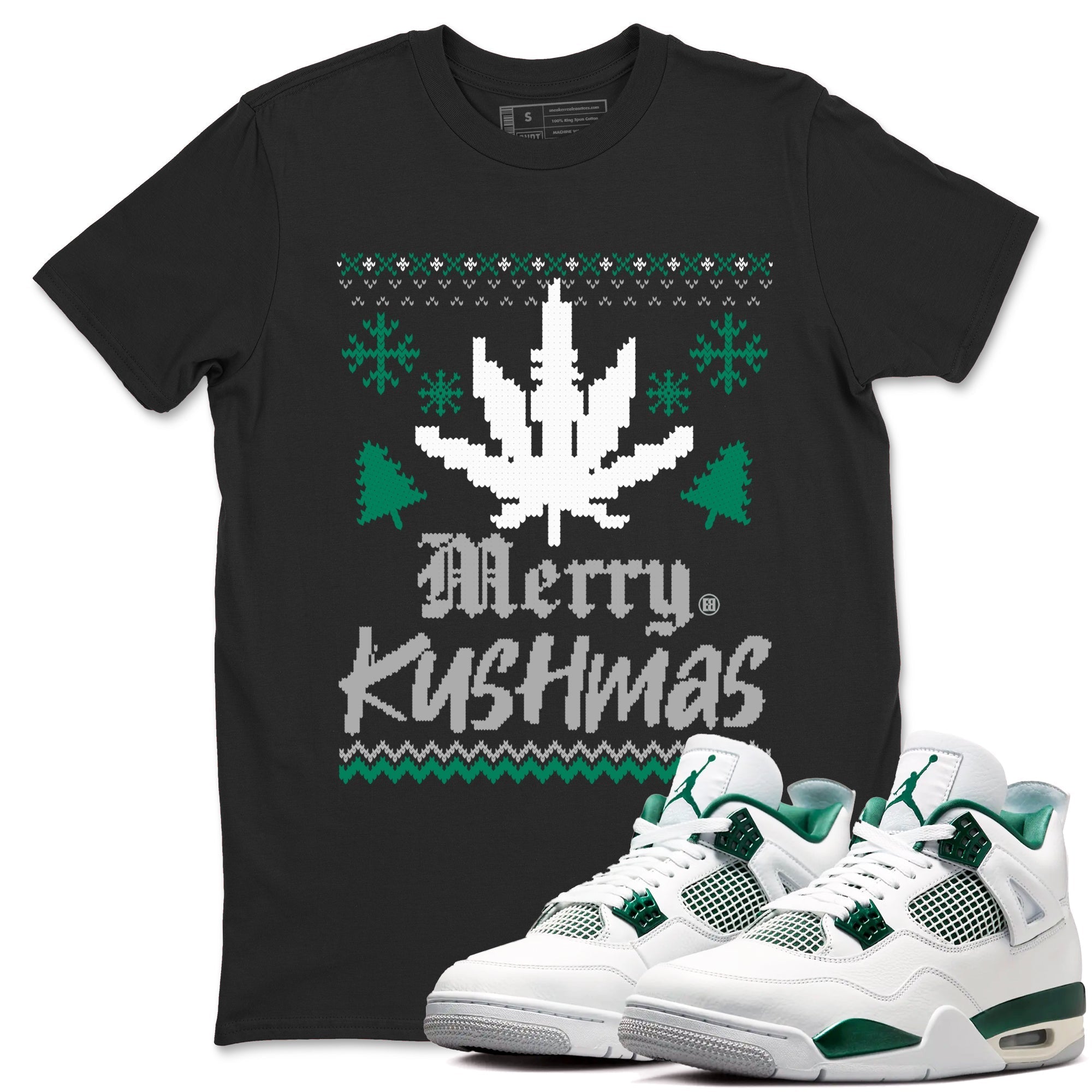 Merry Kushmas snkmatch Tees - Air Jordan 4 Oxidized Green