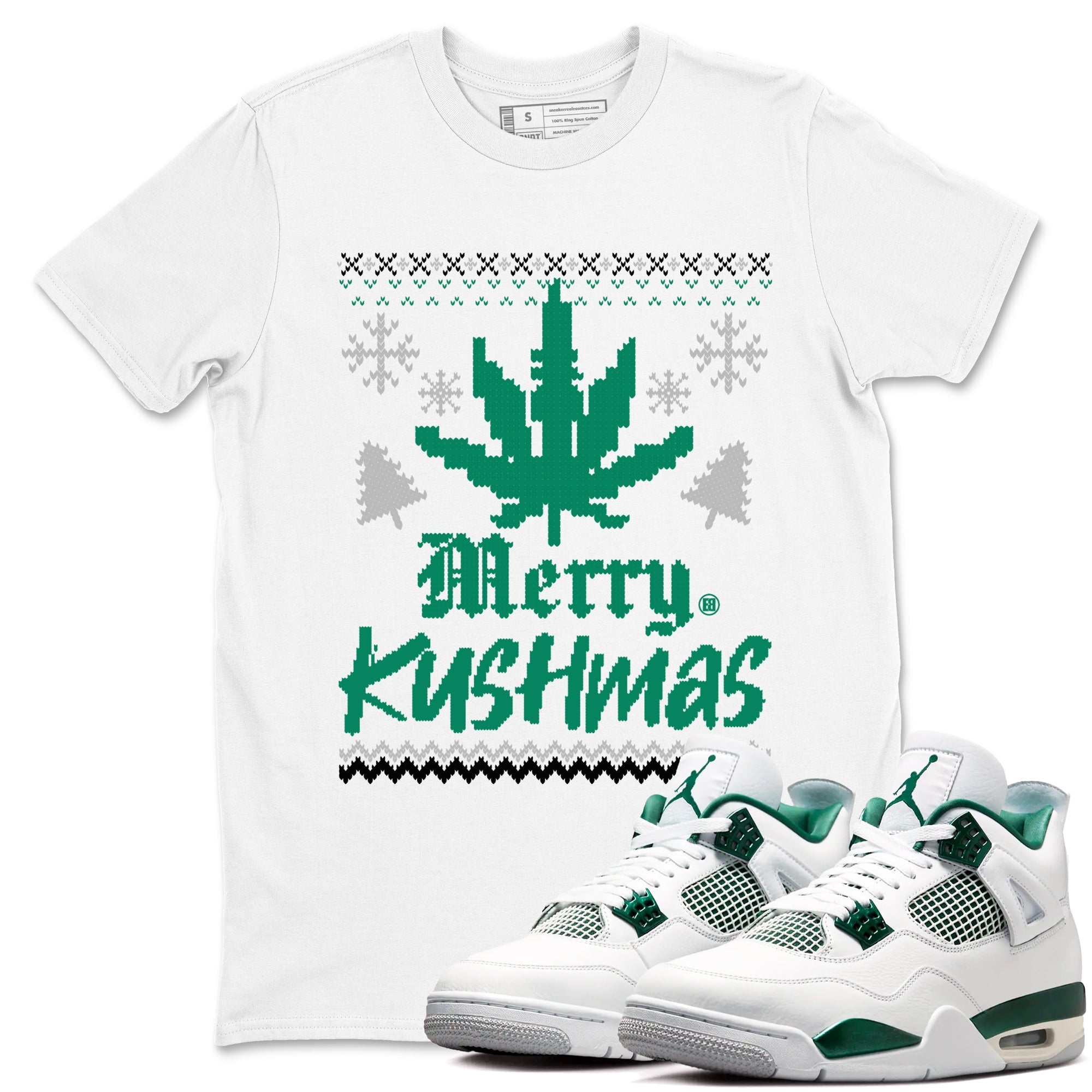 Merry Kushmas snkmatch Tees - Air Jordan 4 Oxidized Green
