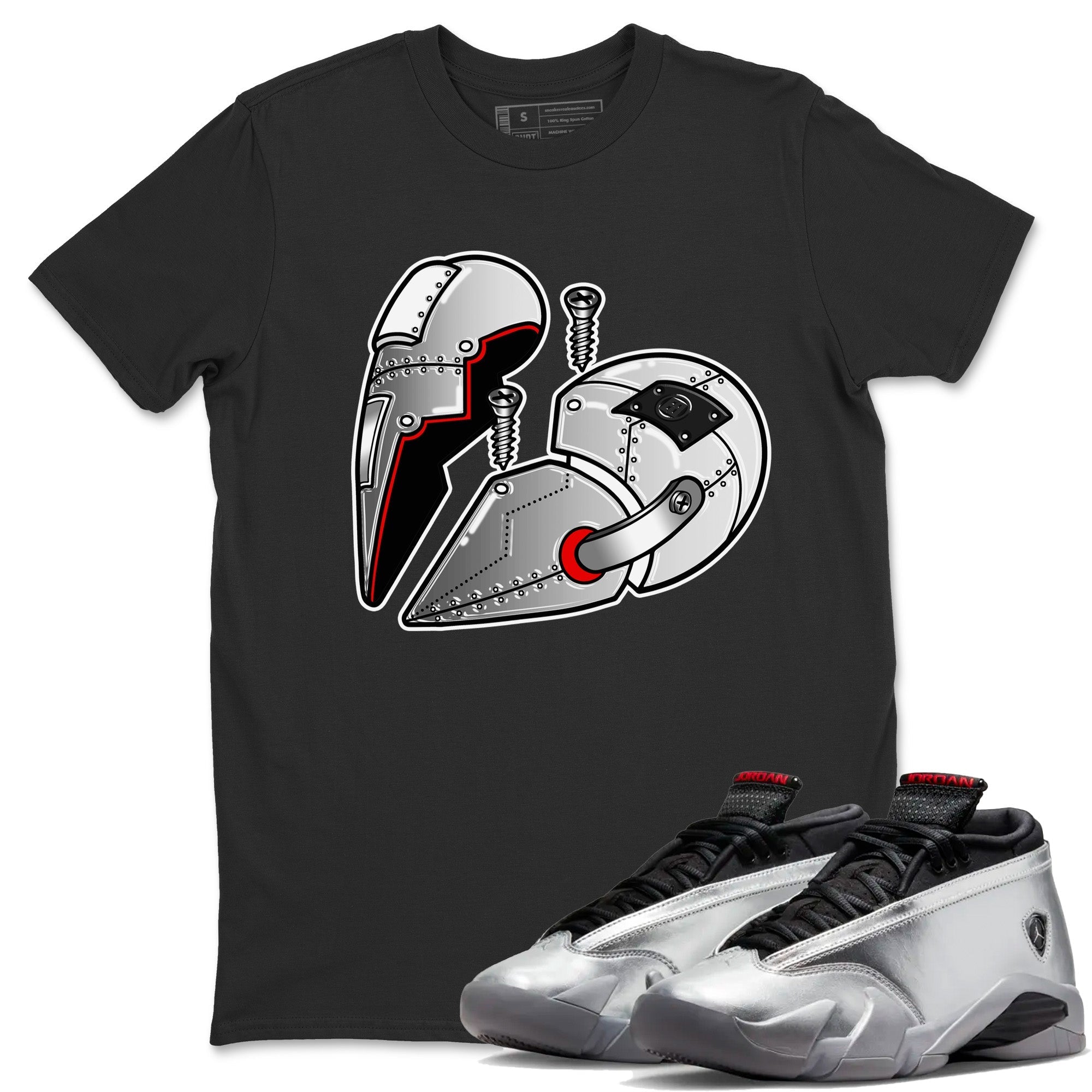 Metal Heart Unisex Tops - Air Jordan 14 Metallic Silver