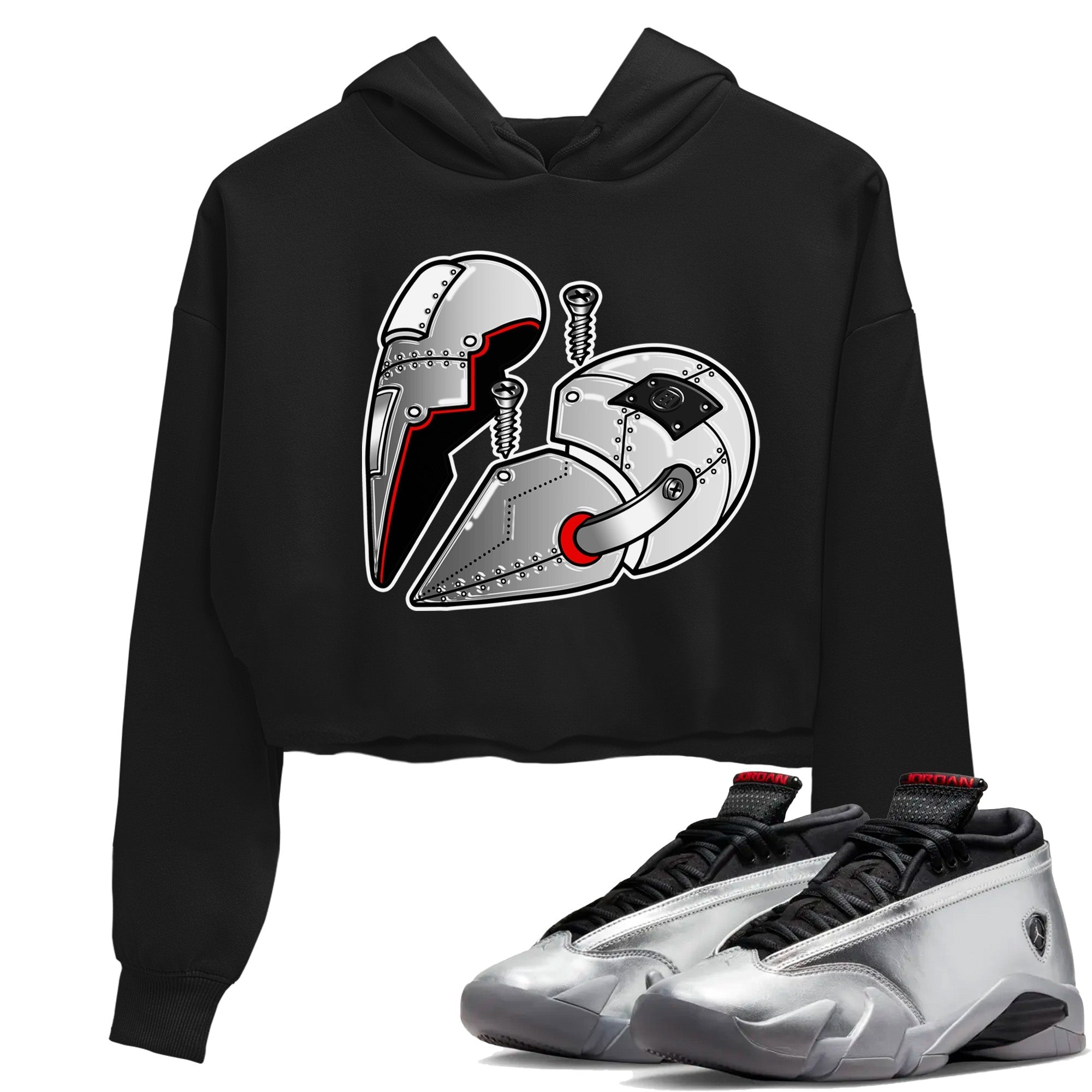 Metal Heart Women's Tops - Air Jordan 14 Metallic Silver
