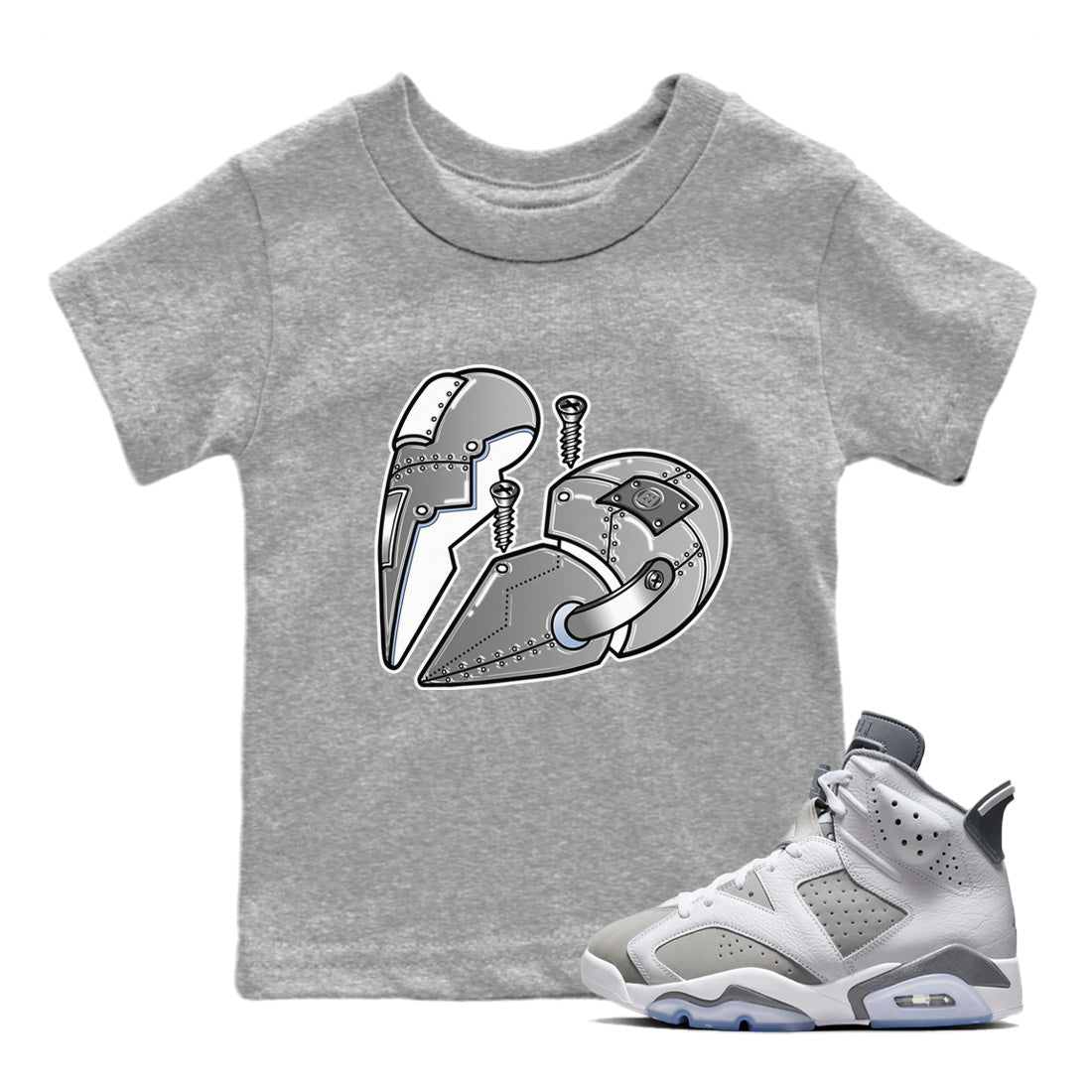 Metal Heart Kids Tops - Air Jordan 6 Cool Grey
