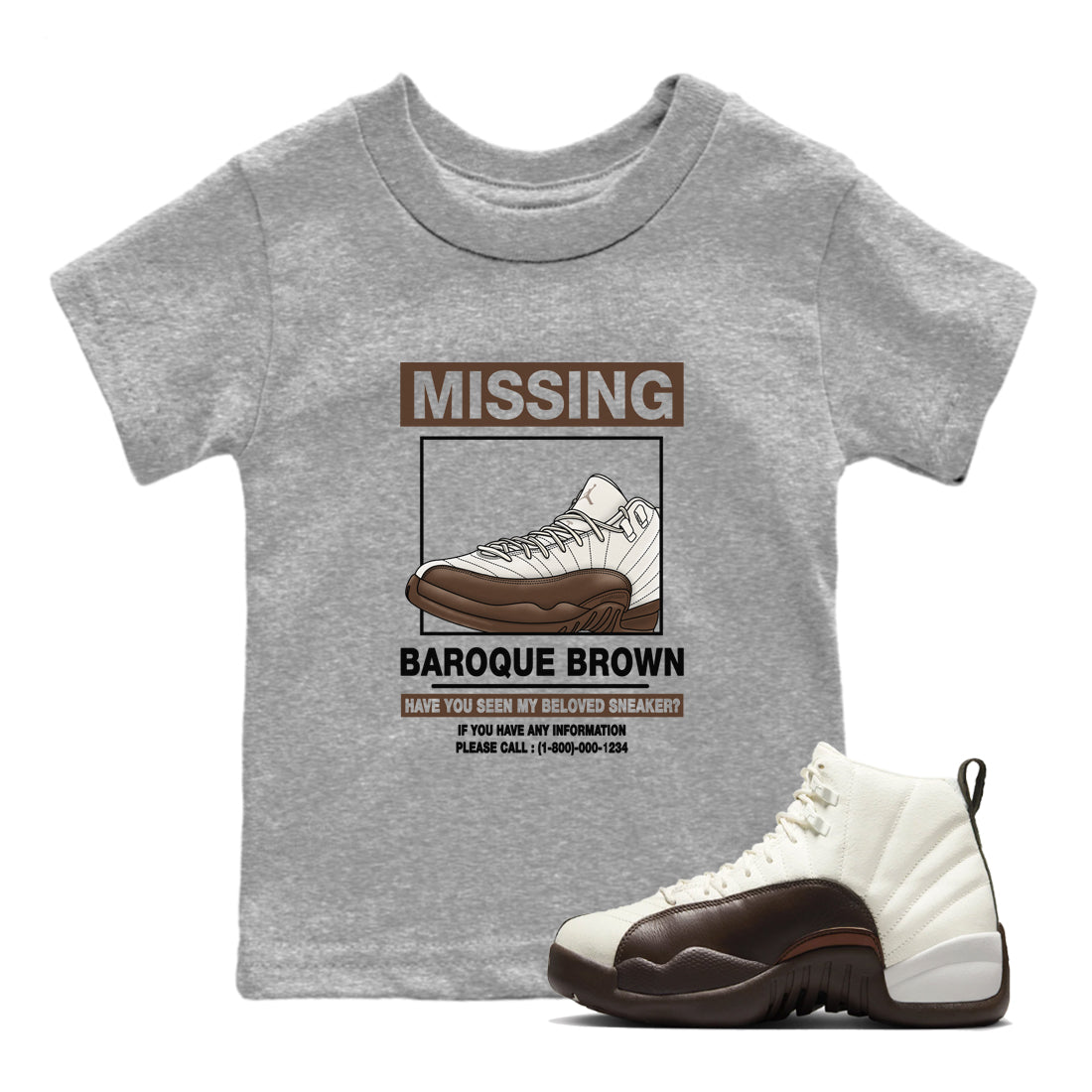 Missing snkmatch snkmatch Tees Kids - Air Jordan 12 Baroque Brown