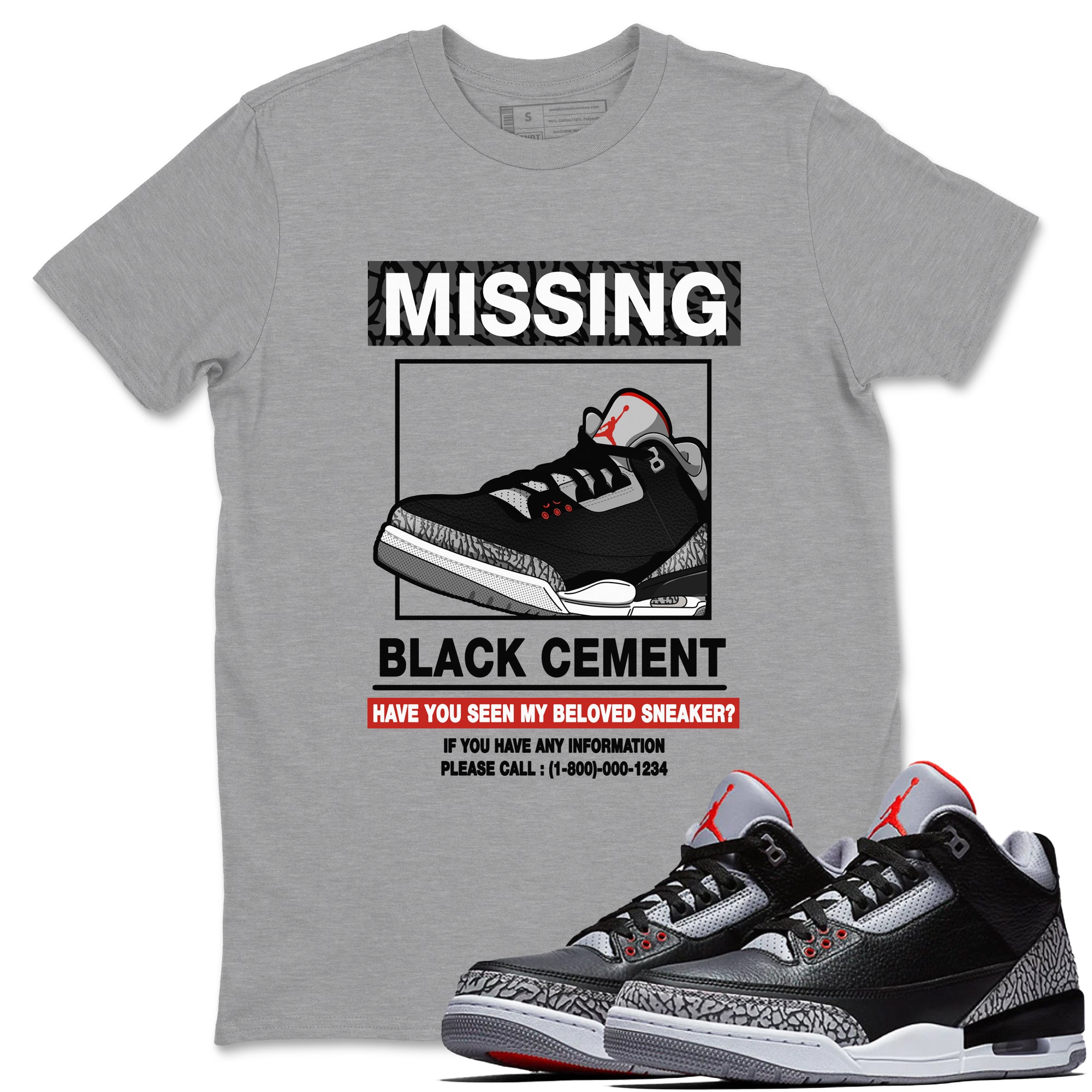 Missing snkmatch snkmatch Tees - Air Jordan 3 Black Cement
