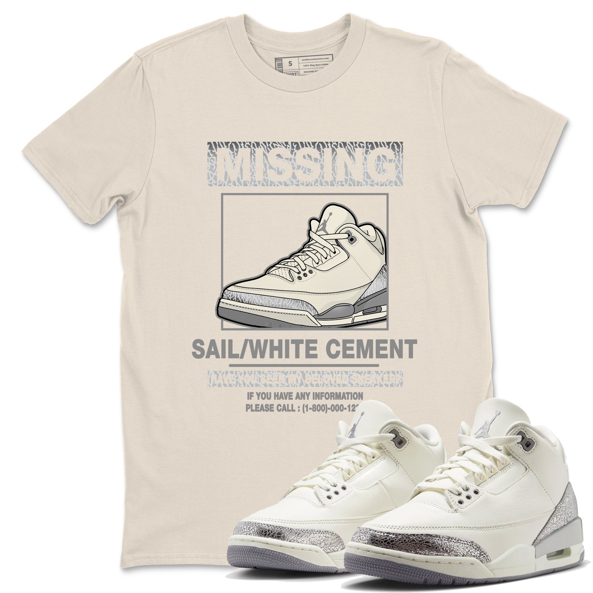 Missing snkmatch snkmatch Tees - Air Jordan 3 Sail and Cement Grey
