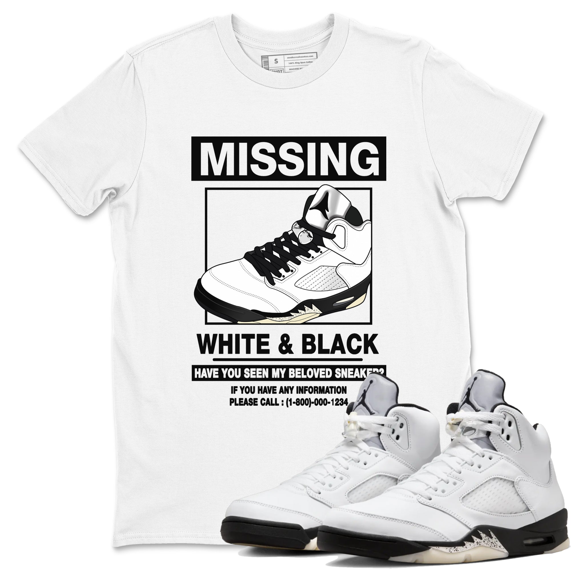 Missing snkmatch snkmatch Tees - Air Jordan 5 White Black