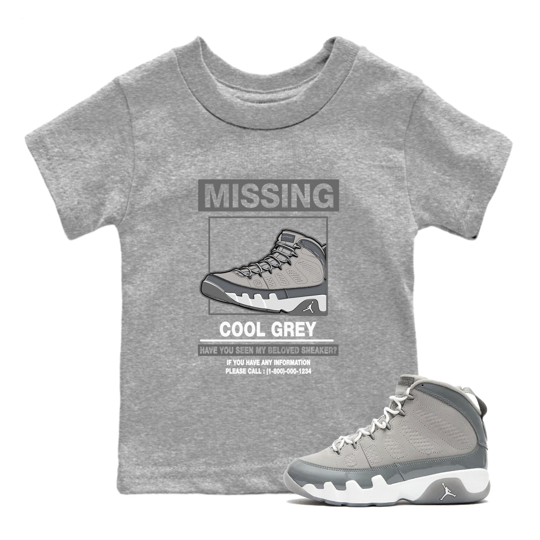 Missing snkmatch snkmatch Tees Kids - Air Jordan 9 Cool Grey