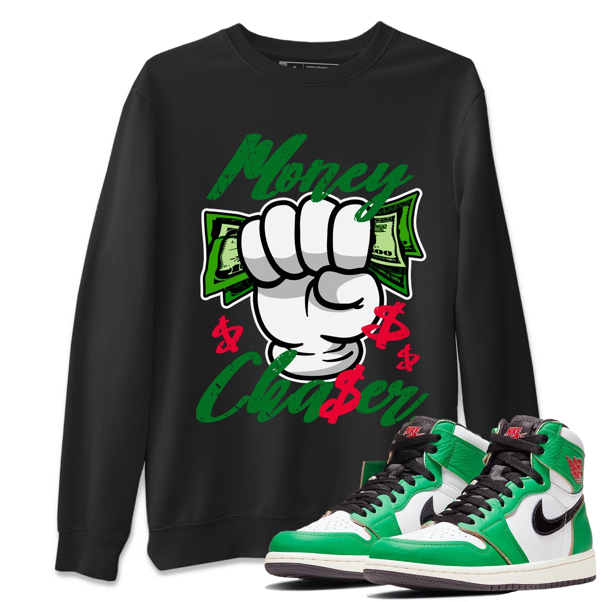 Money Chaser Unisex Tops - Air Jordan 1 Lucky Green