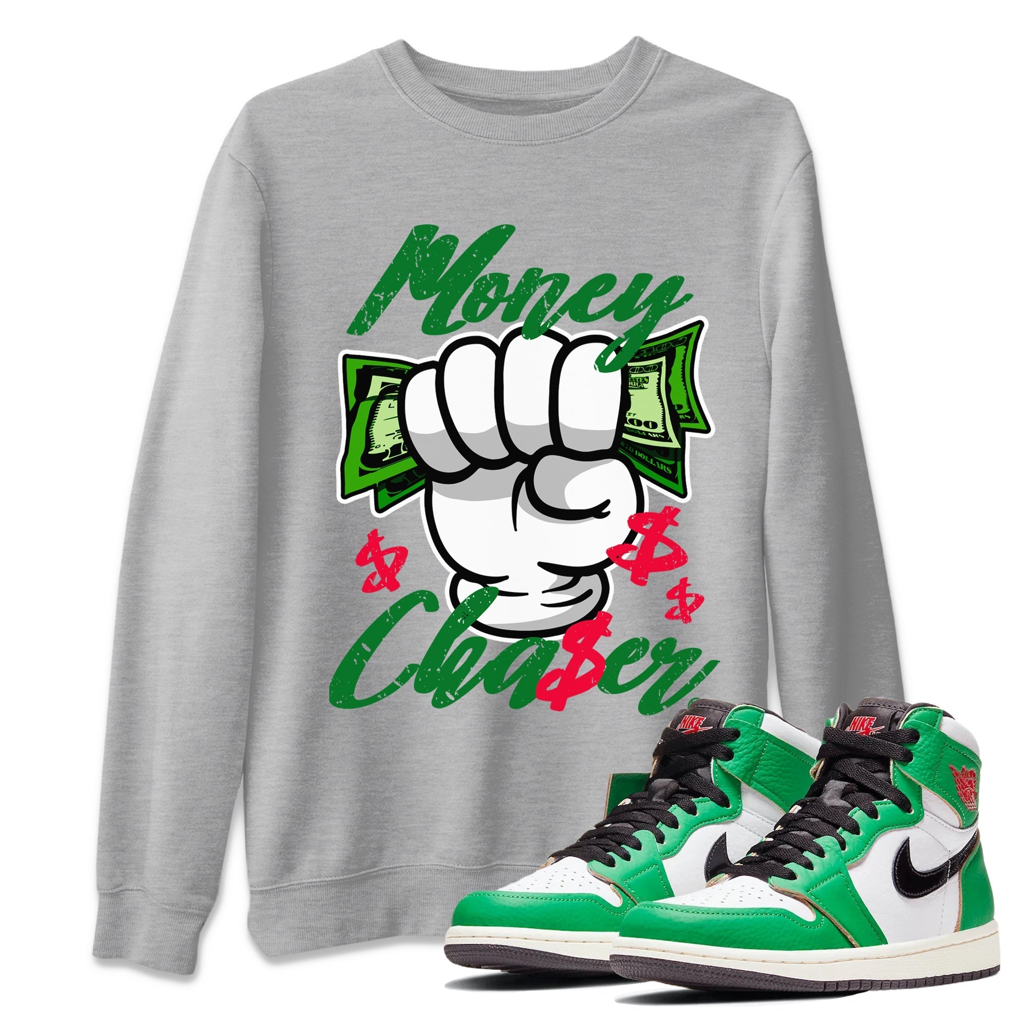 Money Chaser Unisex Tops - Air Jordan 1 Lucky Green