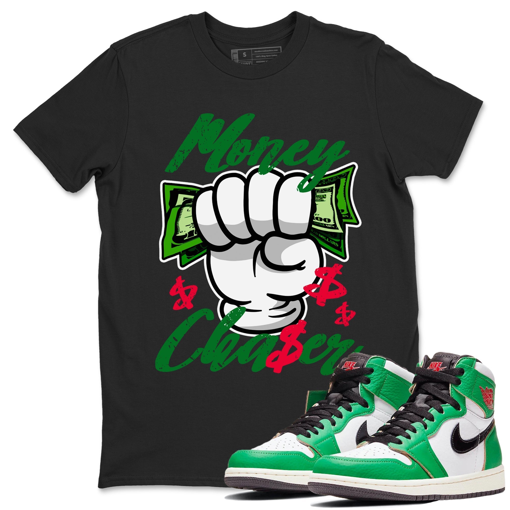 Money Chaser Unisex Tops - Air Jordan 1 Lucky Green