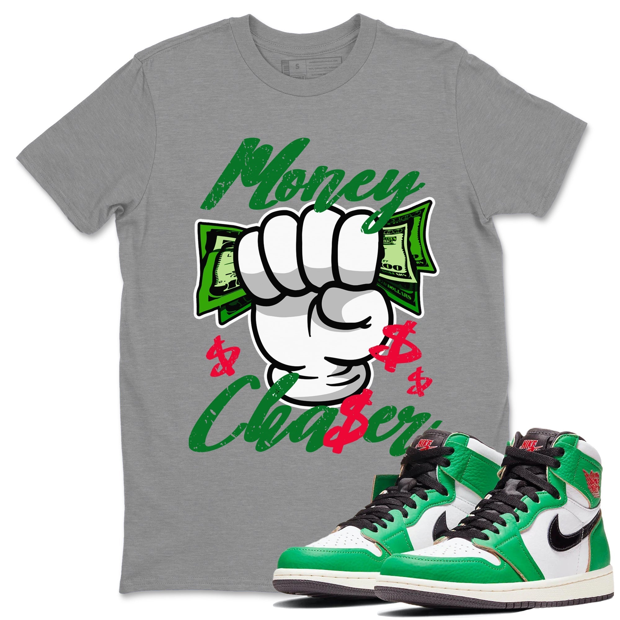 Money Chaser Unisex Tops - Air Jordan 1 Lucky Green