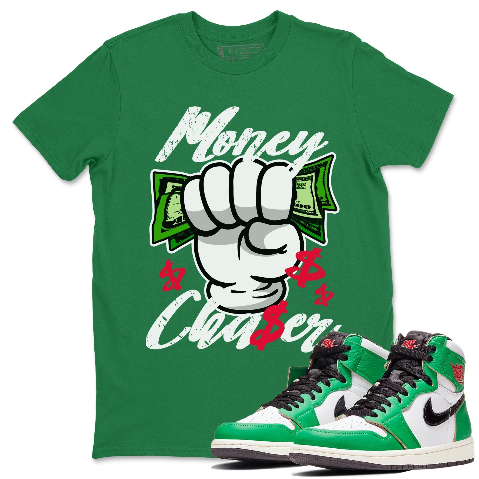 Money Chaser Unisex Tops - Air Jordan 1 Lucky Green