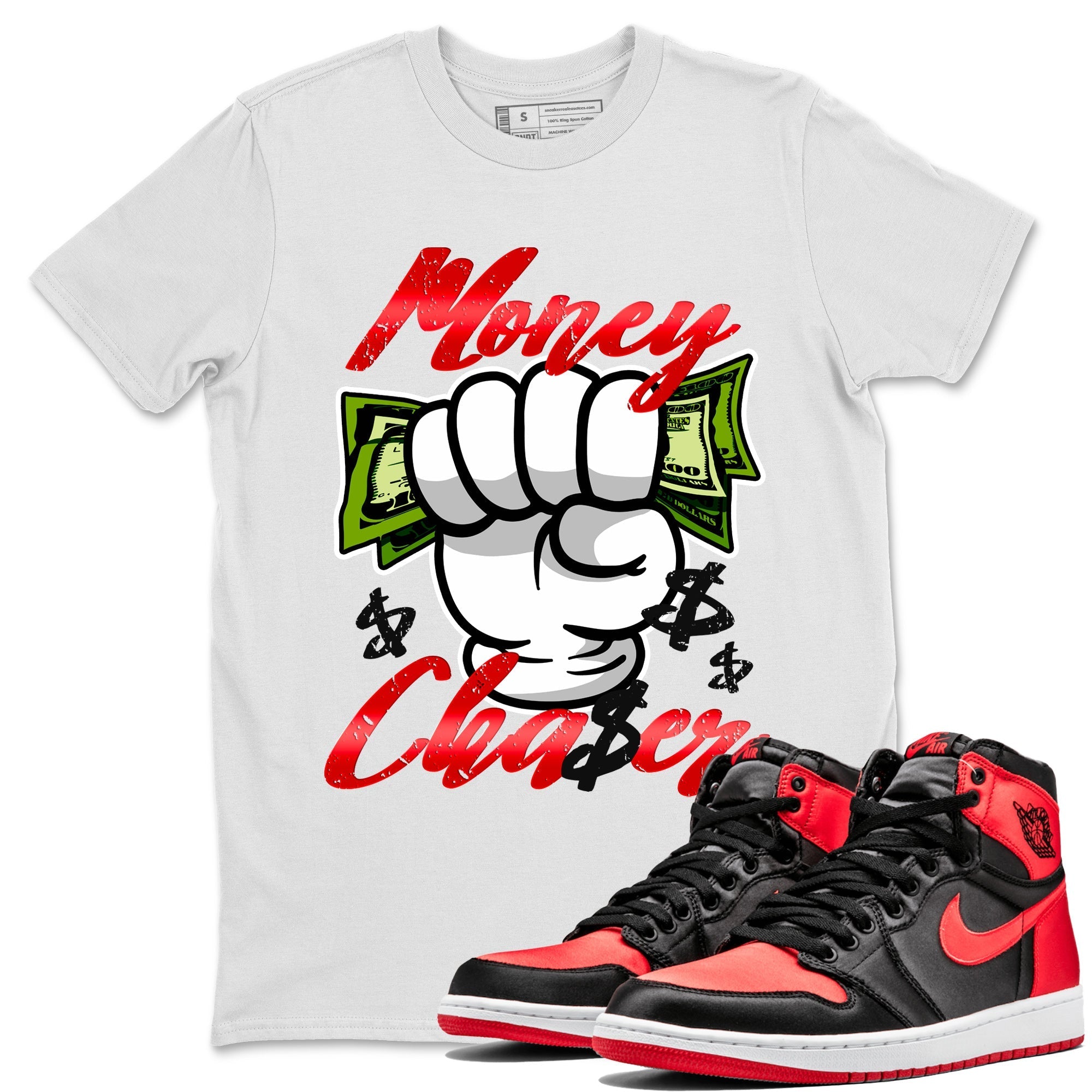 Money Chaser Unisex Tops - Air Jordan 1 Satin Bred