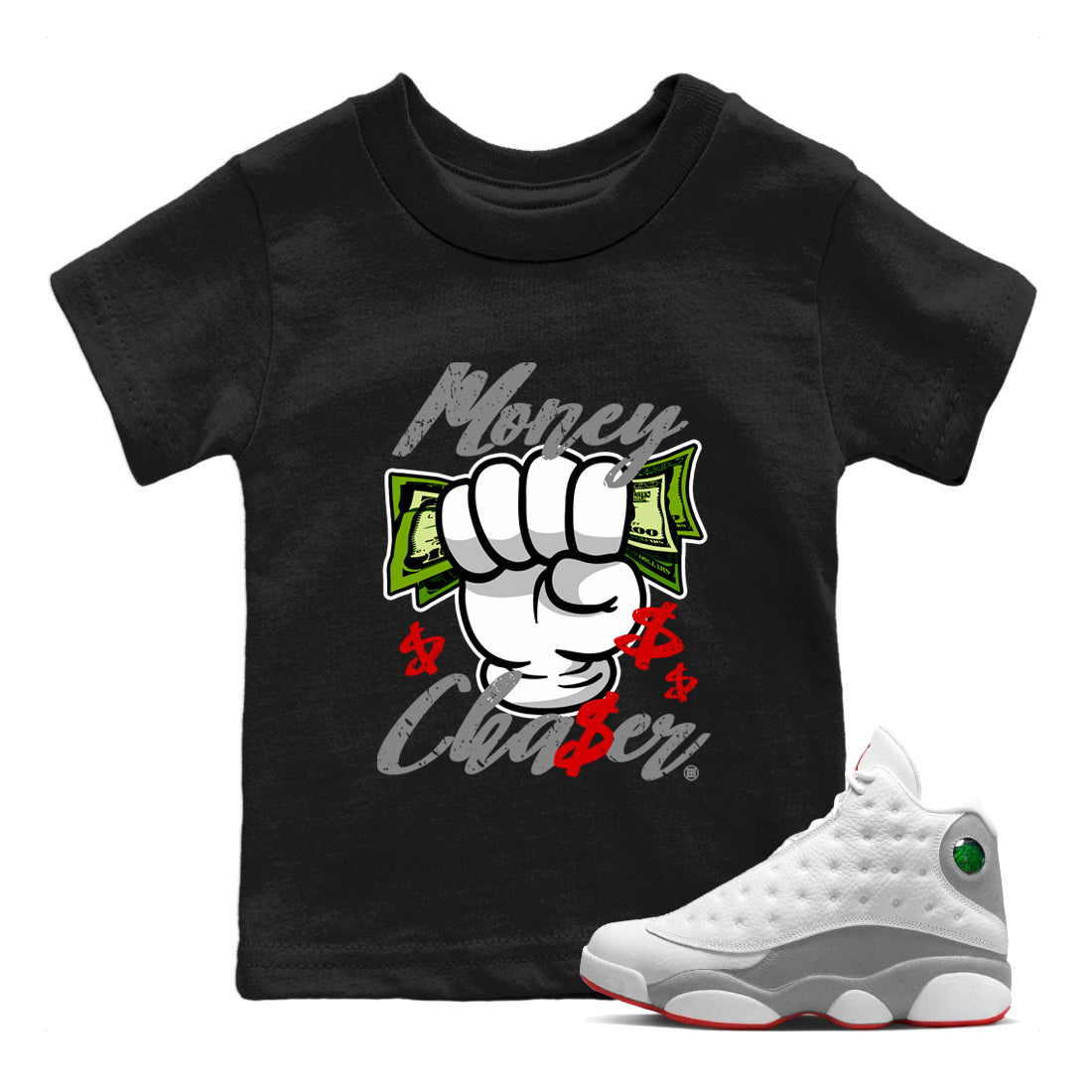 Money Chaser Kids Tops - Air Jordan 13 Wolf Grey