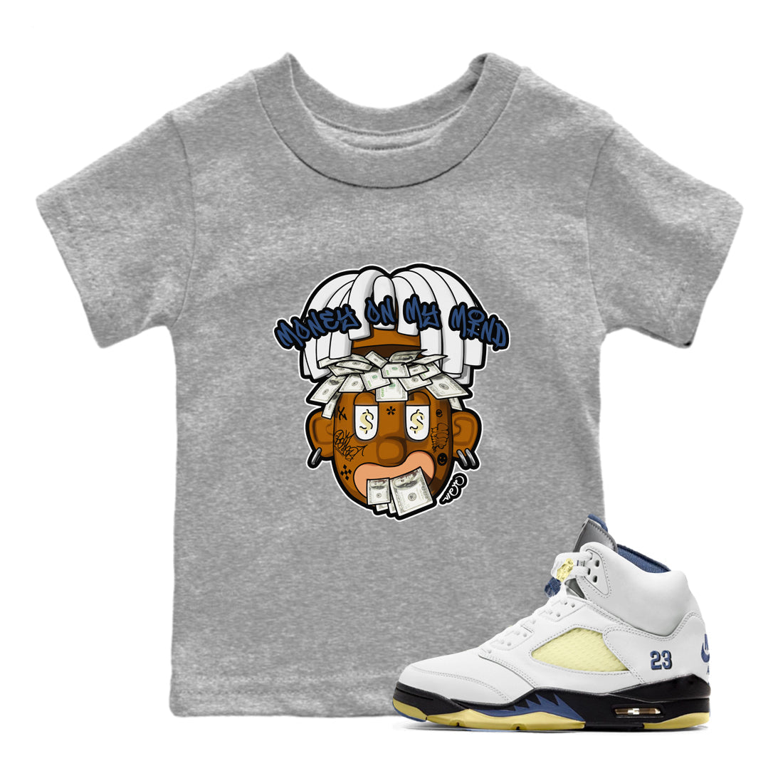 Money On My Mind snkmatch Tee Kids - Air Jordan 5 A Ma Maniere x Photon Dust