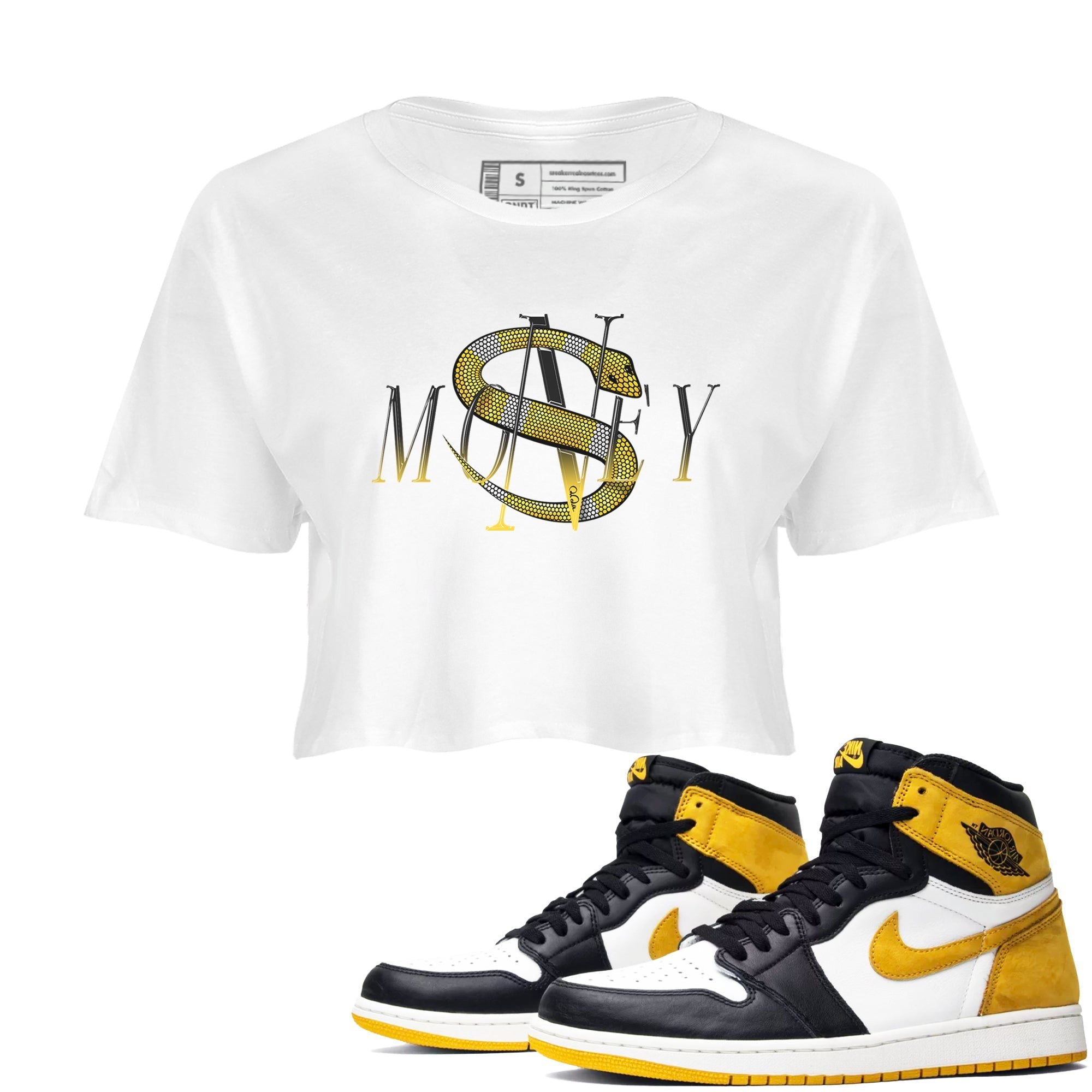 Money Snake snkmatch Women's Top - Air Jordan 1 Yellow Ochre