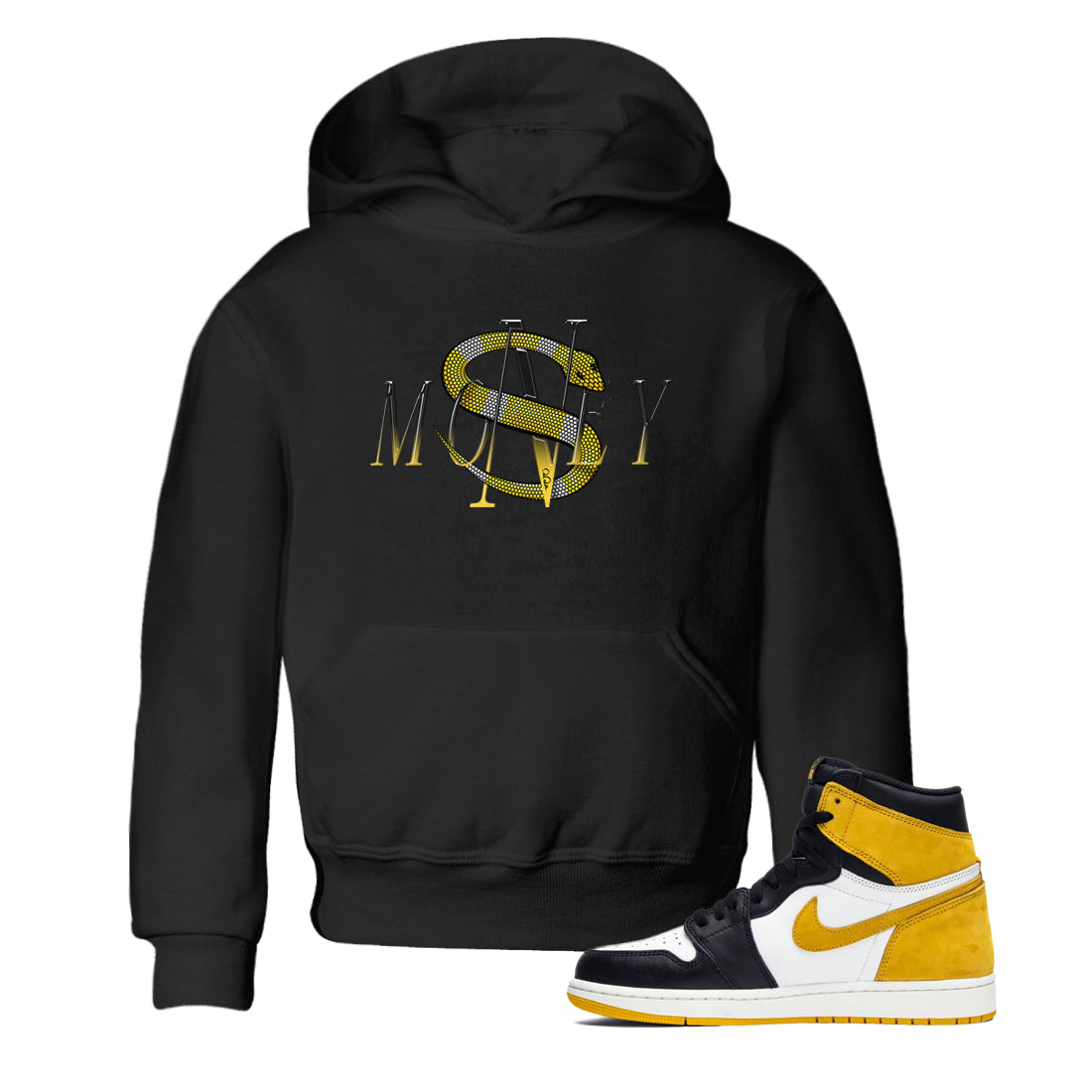 Money Snake snkmatch Tees Kids - Air Jordan 1 Yellow Ochre